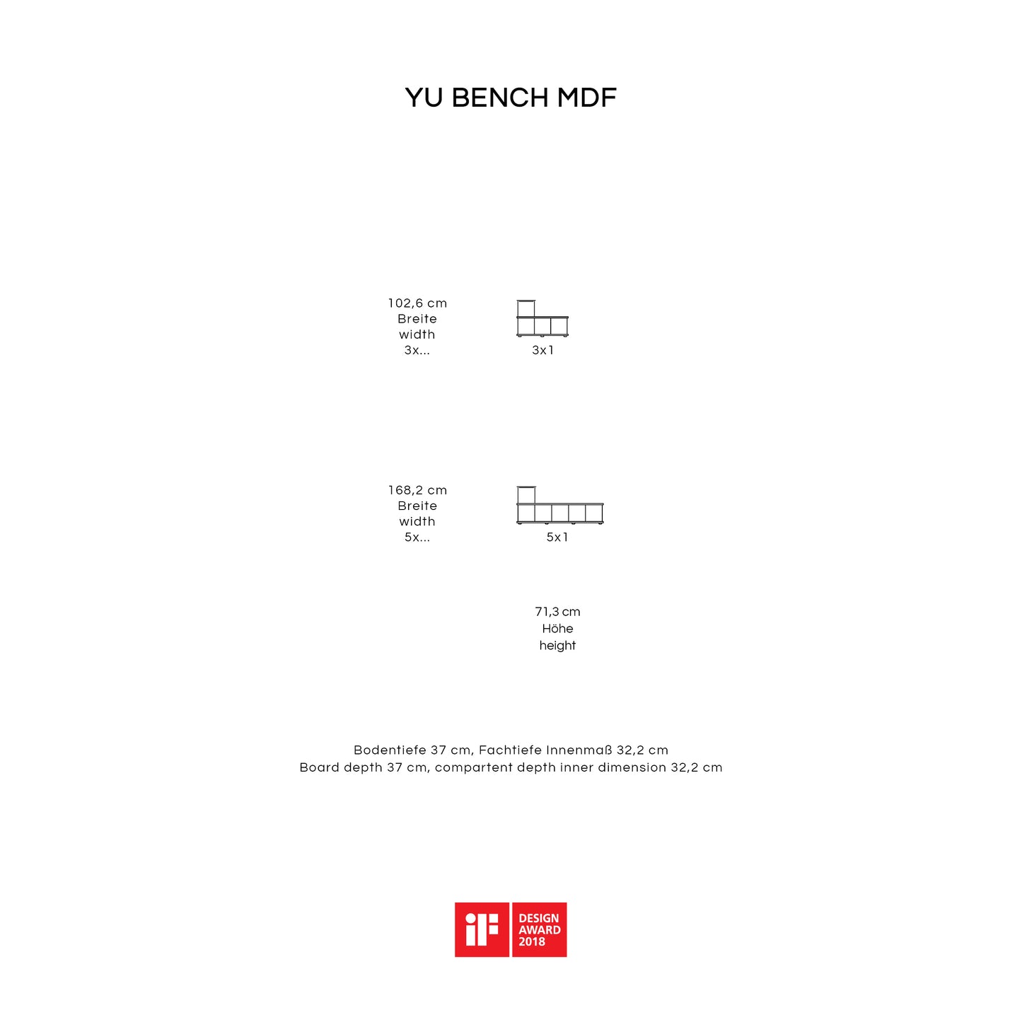 YU BENCH 5x1 / MDF white