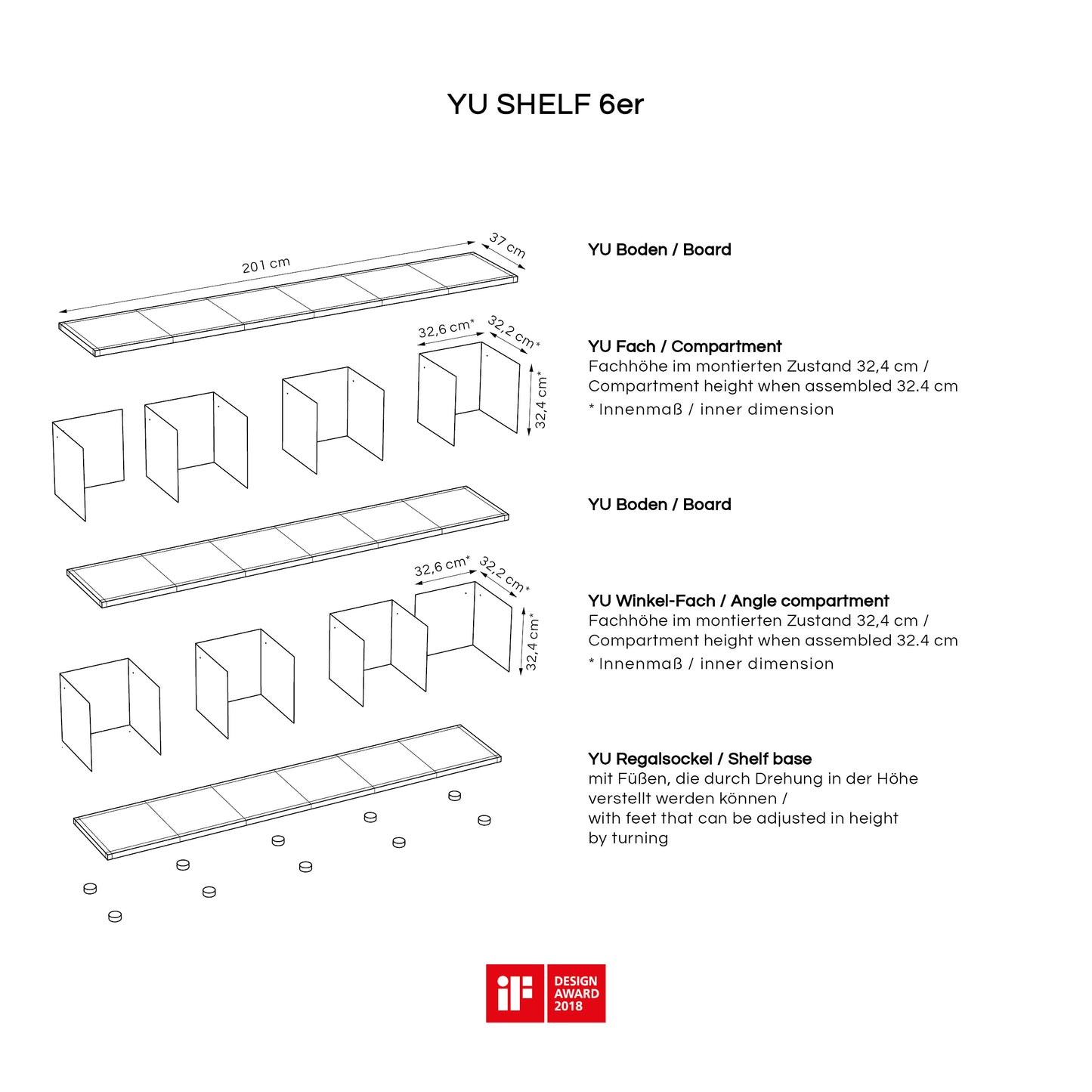 YU SHELF 6er / MDF weiß