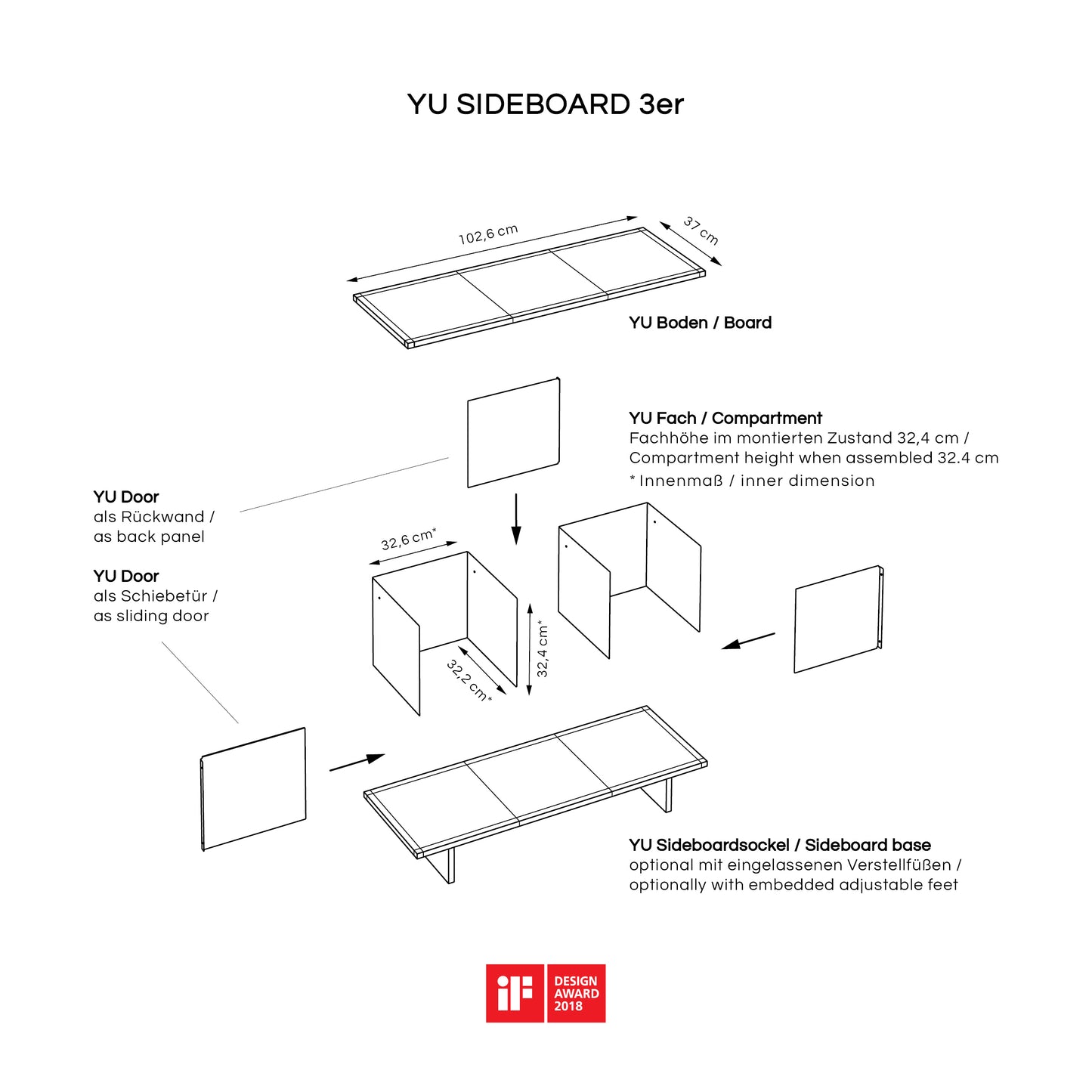 YU SIDEBOARD 3 series / MDF white