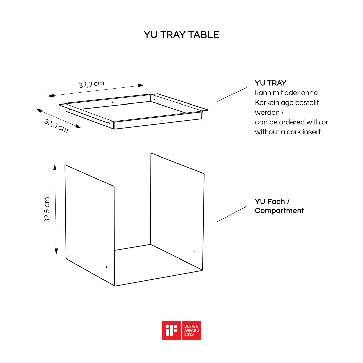 YU TRAY TABLE – Beistelltisch mit Tablett, geradlinig und vielseitig. Sein Name beschreibt, was er ist: eine Kombination aus Tablett und Beistelltisch. Ein besonders praktisches Möbel mit zwei Ablageebenen. Und wird ein Tablett benötigt, ist YU TRAY zur Stelle: neben dem Bett, dem Sessel oder Sofa und überall, wo YU TRAY TABLE schon immer fehlte.