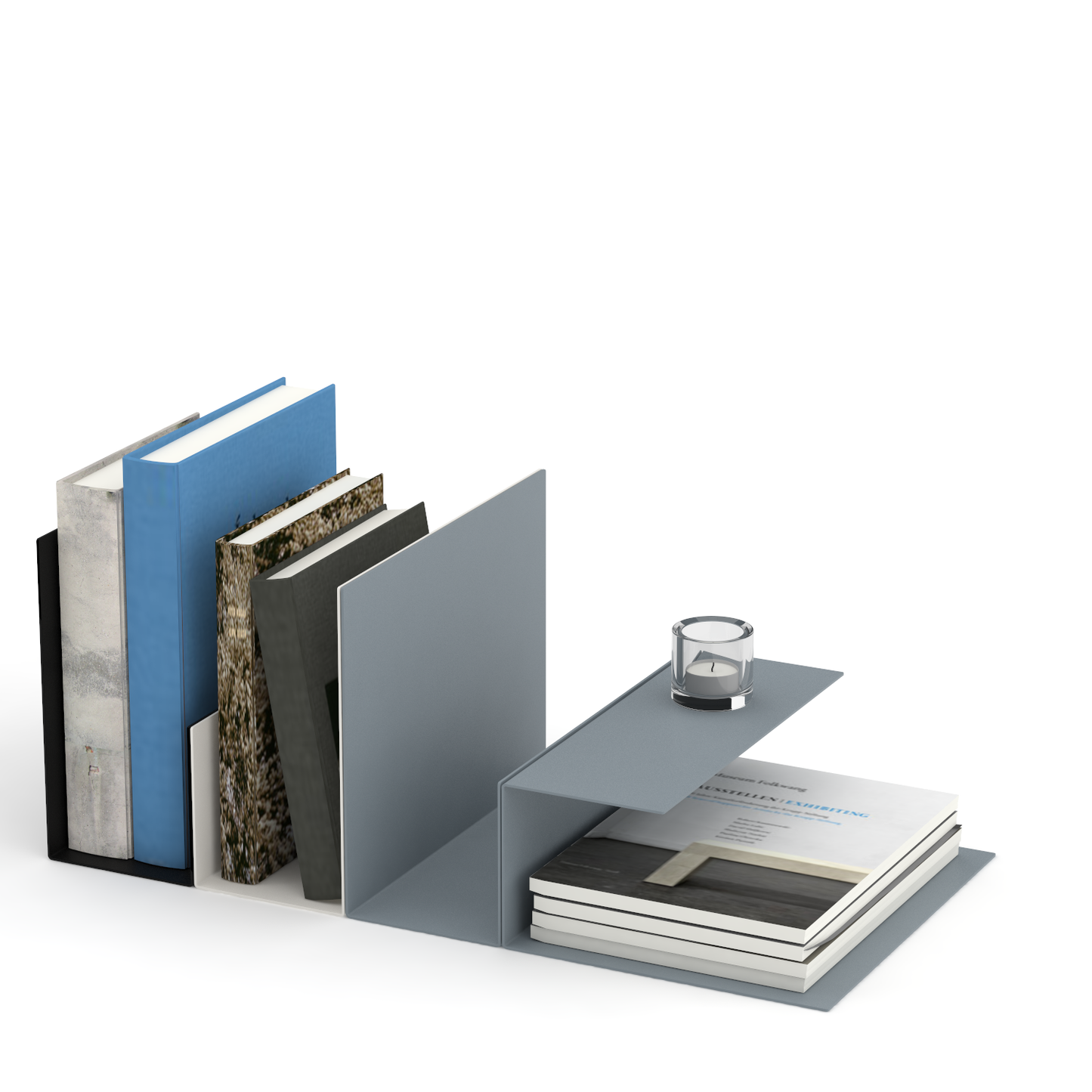 EL ist ein Bausatz für praktische Ablagen, mehrstöckige Buch- und Zeitschriftenständer, Schallplattenhalter, Mini Office und vieles mehr. Mit dem farbig beschichteten Metallelement und kleinen Magneten können eine Vielzahl an Kombinationen zusammengesetzt werden. Das Produkt EL lässt sich auch mit dem Produkt BIG EL kombinieren.