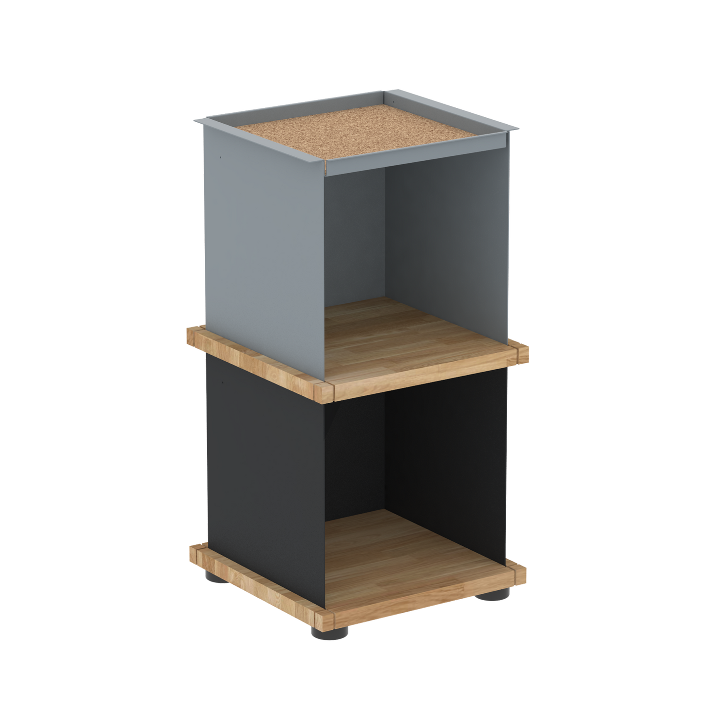 YU TRAY SHELF 1x2 – Beistelltisch und kleines Regal mit besonderem Kopf. Denn beim oberen Abschluss handelt es sich um das vielseitige Tablett YU TRAY. Ob als Beistelltisch, Nachttisch oder universelles Regal schafft YU TRAY SHELF 1x2 Raum und Ablagefläche auch an den kleinsten Orten. Ideal für den Flur, das Homeoffice, die Küche, das Bad und überall, wo Stauraum benötigt wird.