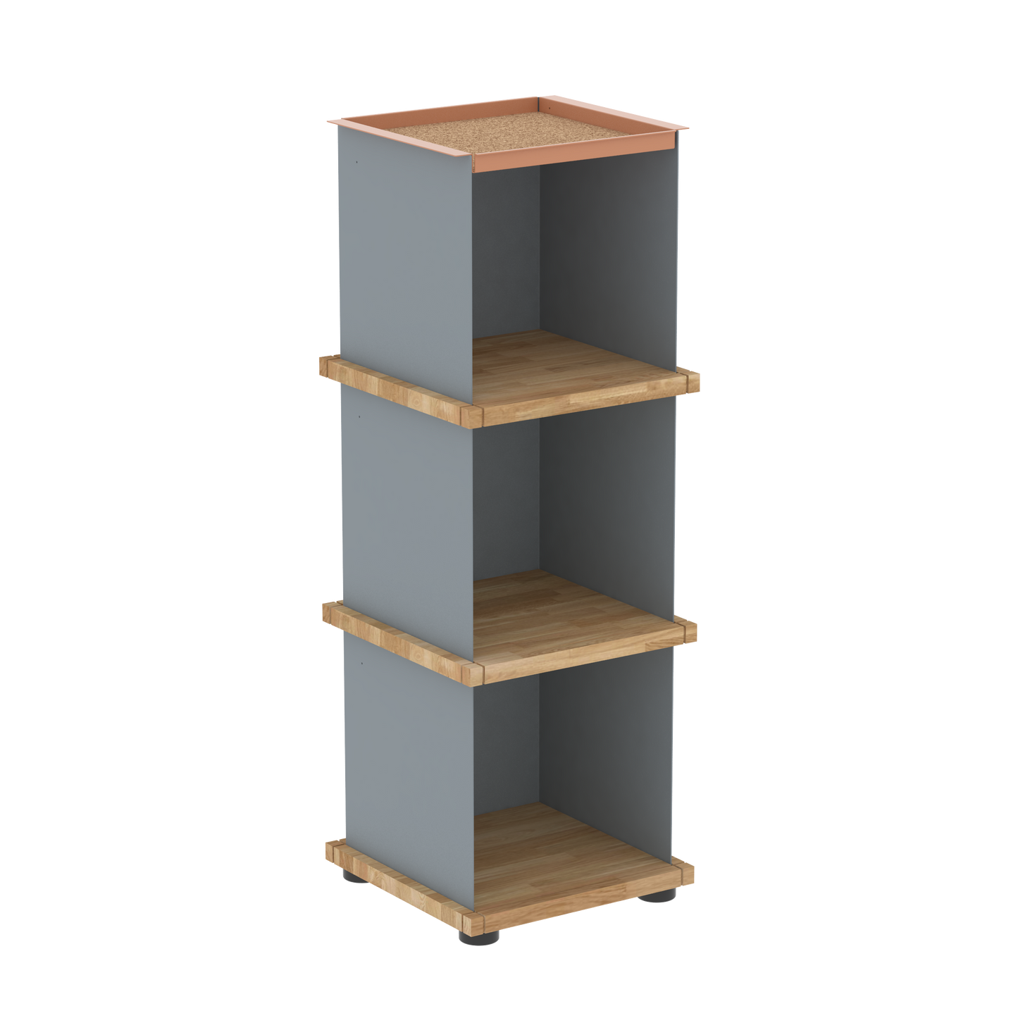 YU TRAY SHELF 1x3 – Ein schmales Regal mit besonderem Kopf. Denn beim oberen Abschluss handelt es sich um das vielseitige Tablett YU TRAY. Ein vielseitiges, universell verwendbares Regal, dass Raum und Ablagefläche auch an den kleinsten Orten schafft. Ideal für den Flur, das Homeoffice, die Küche, das Bad und überall, wo Stauraum benötigt wird.