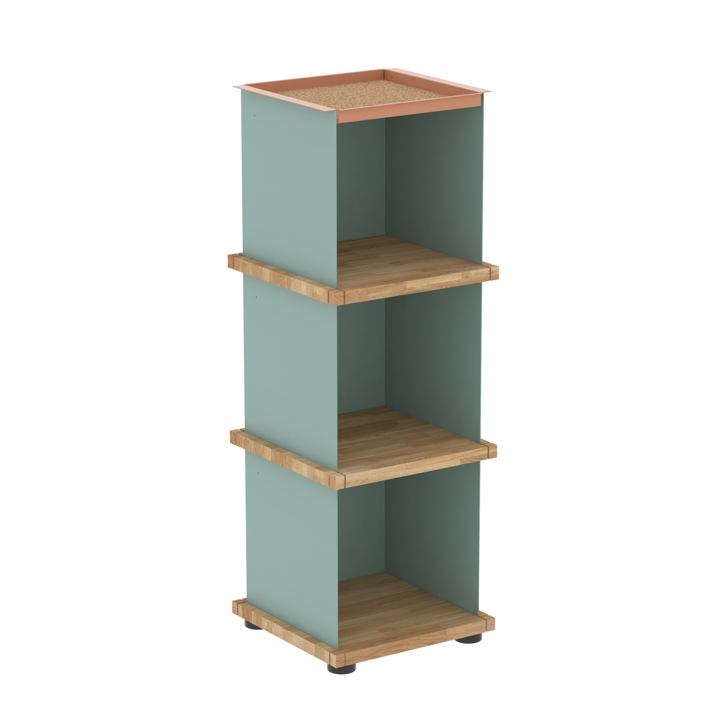 YU TRAY SHELF 1x3 – Ein schmales Regal mit besonderem Kopf. Denn beim oberen Abschluss handelt es sich um das vielseitige Tablett YU TRAY. Ein vielseitiges, universell verwendbares Regal, dass Raum und Ablagefläche auch an den kleinsten Orten schafft. Ideal für den Flur, das Homeoffice, die Küche, das Bad und überall, wo Stauraum benötigt wird.