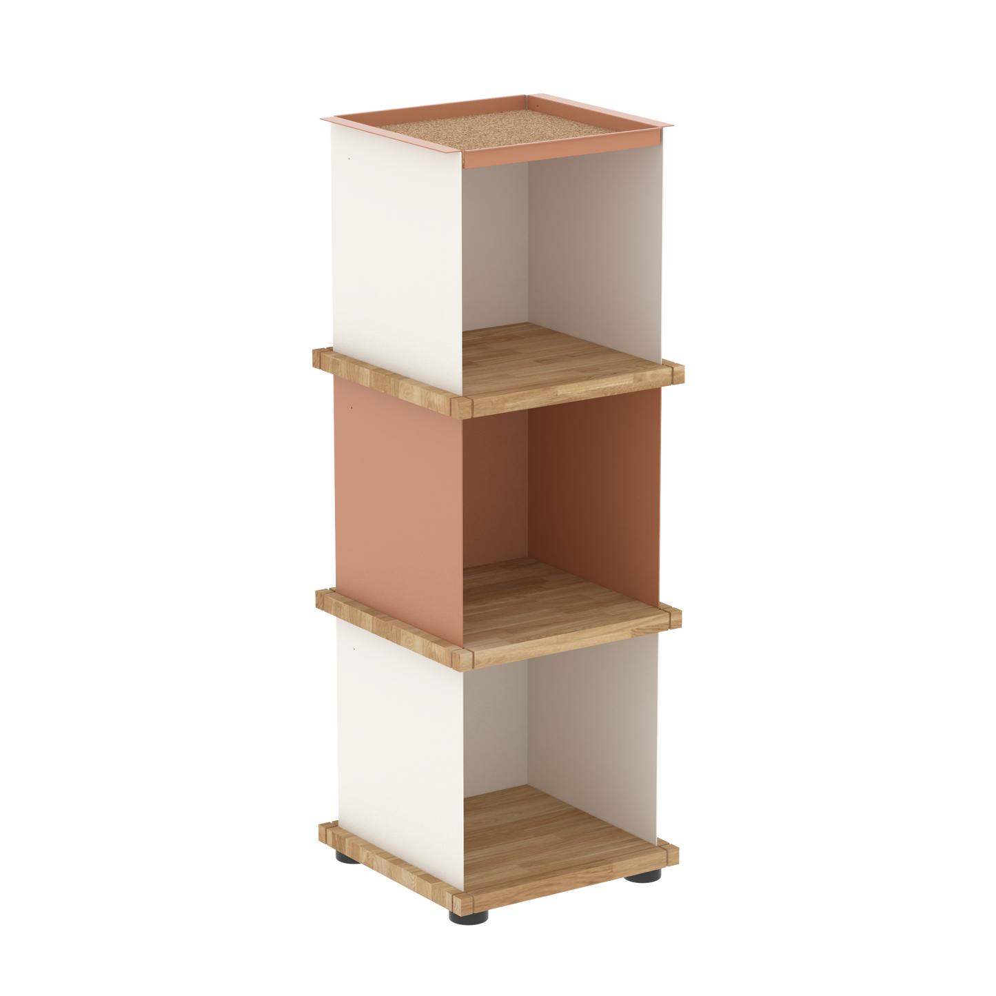 YU TRAY SHELF 1x3 – Ein schmales Regal mit besonderem Kopf. Denn beim oberen Abschluss handelt es sich um das vielseitige Tablett YU TRAY. Ein vielseitiges, universell verwendbares Regal, dass Raum und Ablagefläche auch an den kleinsten Orten schafft. Ideal für den Flur, das Homeoffice, die Küche, das Bad und überall, wo Stauraum benötigt wird.