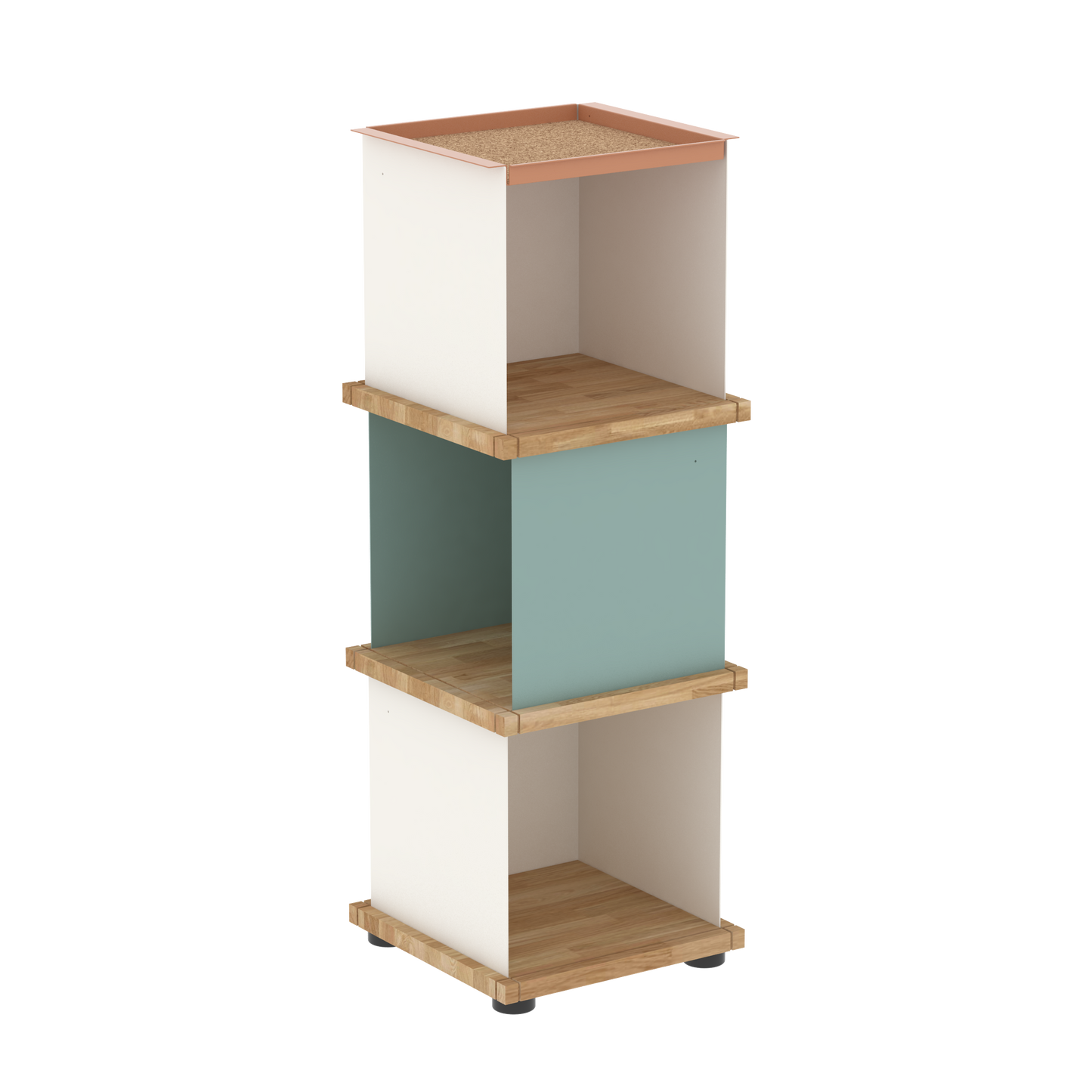 YU TRAY SHELF 1x3 – Ein schmales Regal mit besonderem Kopf. Denn beim oberen Abschluss handelt es sich um das vielseitige Tablett YU TRAY. Ein vielseitiges, universell verwendbares Regal, dass Raum und Ablagefläche auch an den kleinsten Orten schafft. Ideal für den Flur, das Homeoffice, die Küche, das Bad und überall, wo Stauraum benötigt wird.