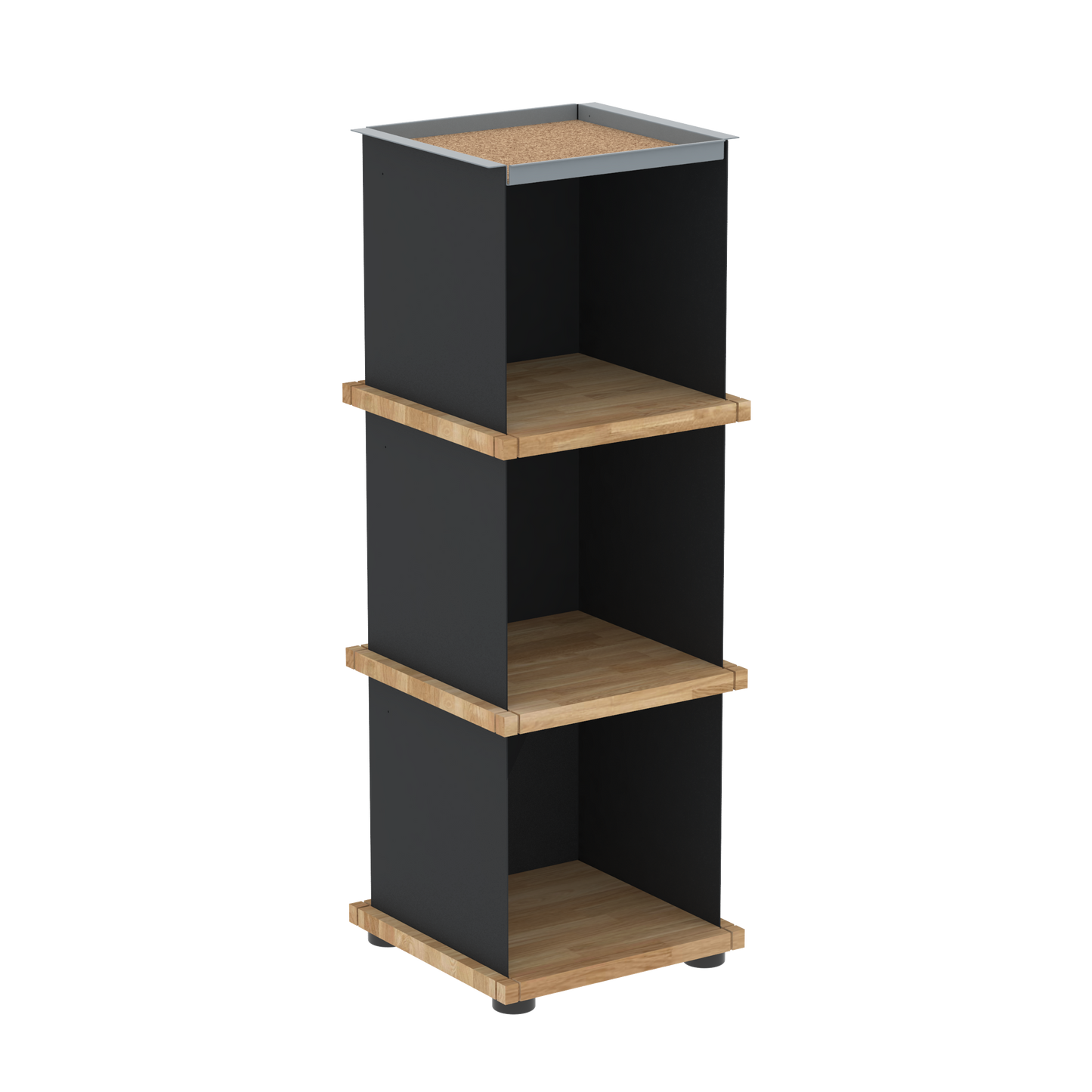 YU TRAY SHELF 1x3 – Ein schmales Regal mit besonderem Kopf. Denn beim oberen Abschluss handelt es sich um das vielseitige Tablett YU TRAY. Ein vielseitiges, universell verwendbares Regal, dass Raum und Ablagefläche auch an den kleinsten Orten schafft. Ideal für den Flur, das Homeoffice, die Küche, das Bad und überall, wo Stauraum benötigt wird.