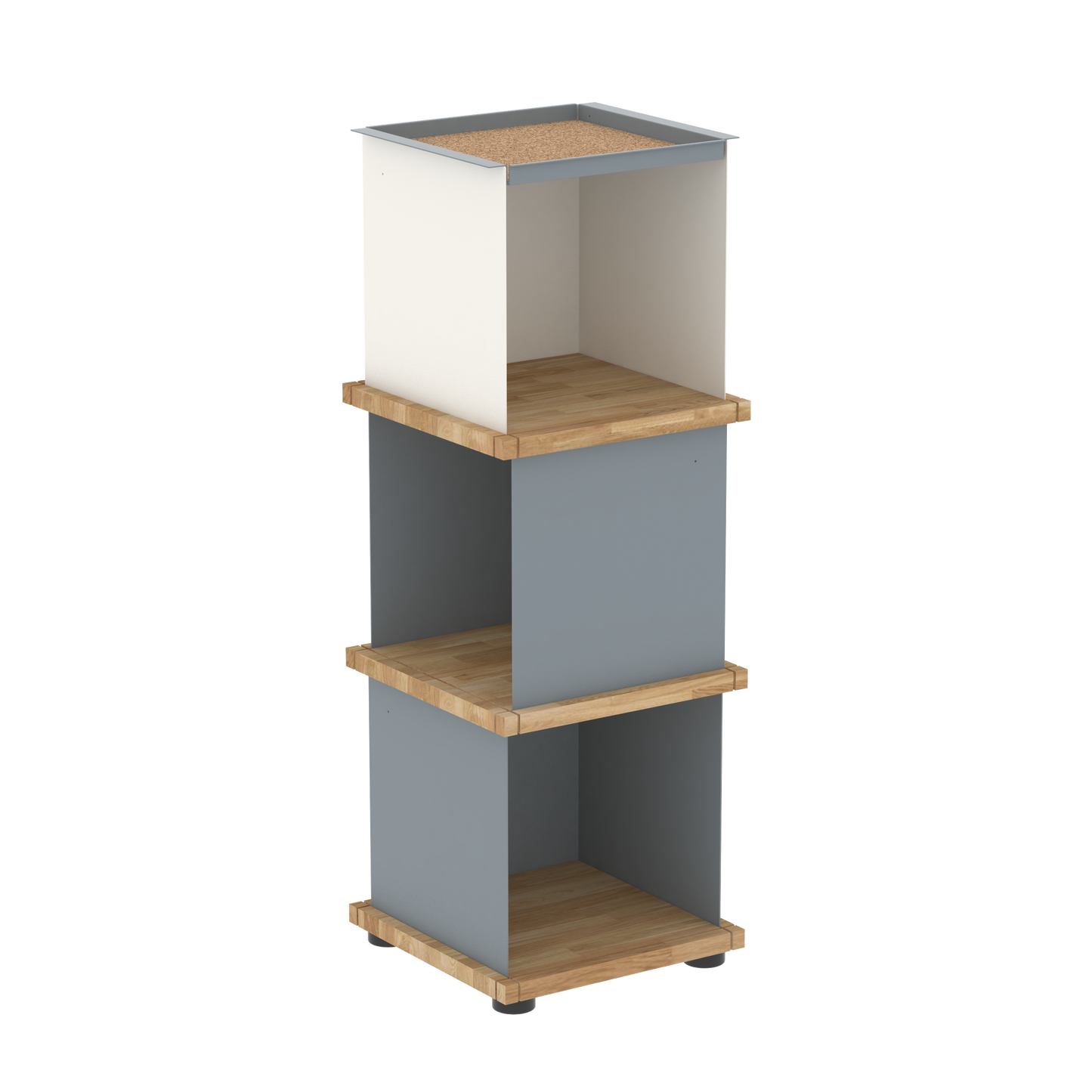 YU TRAY SHELF 1x3 – Ein schmales Regal mit besonderem Kopf. Denn beim oberen Abschluss handelt es sich um das vielseitige Tablett YU TRAY. Ein vielseitiges, universell verwendbares Regal, dass Raum und Ablagefläche auch an den kleinsten Orten schafft. Ideal für den Flur, das Homeoffice, die Küche, das Bad und überall, wo Stauraum benötigt wird.
