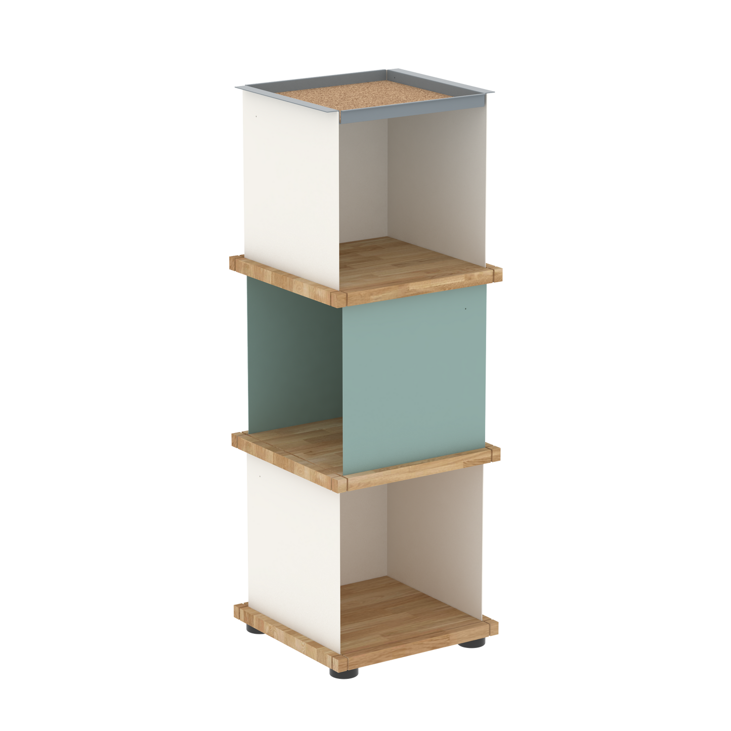 YU TRAY SHELF 1x3 – Ein schmales Regal mit besonderem Kopf. Denn beim oberen Abschluss handelt es sich um das vielseitige Tablett YU TRAY. Ein vielseitiges, universell verwendbares Regal, dass Raum und Ablagefläche auch an den kleinsten Orten schafft. Ideal für den Flur, das Homeoffice, die Küche, das Bad und überall, wo Stauraum benötigt wird.