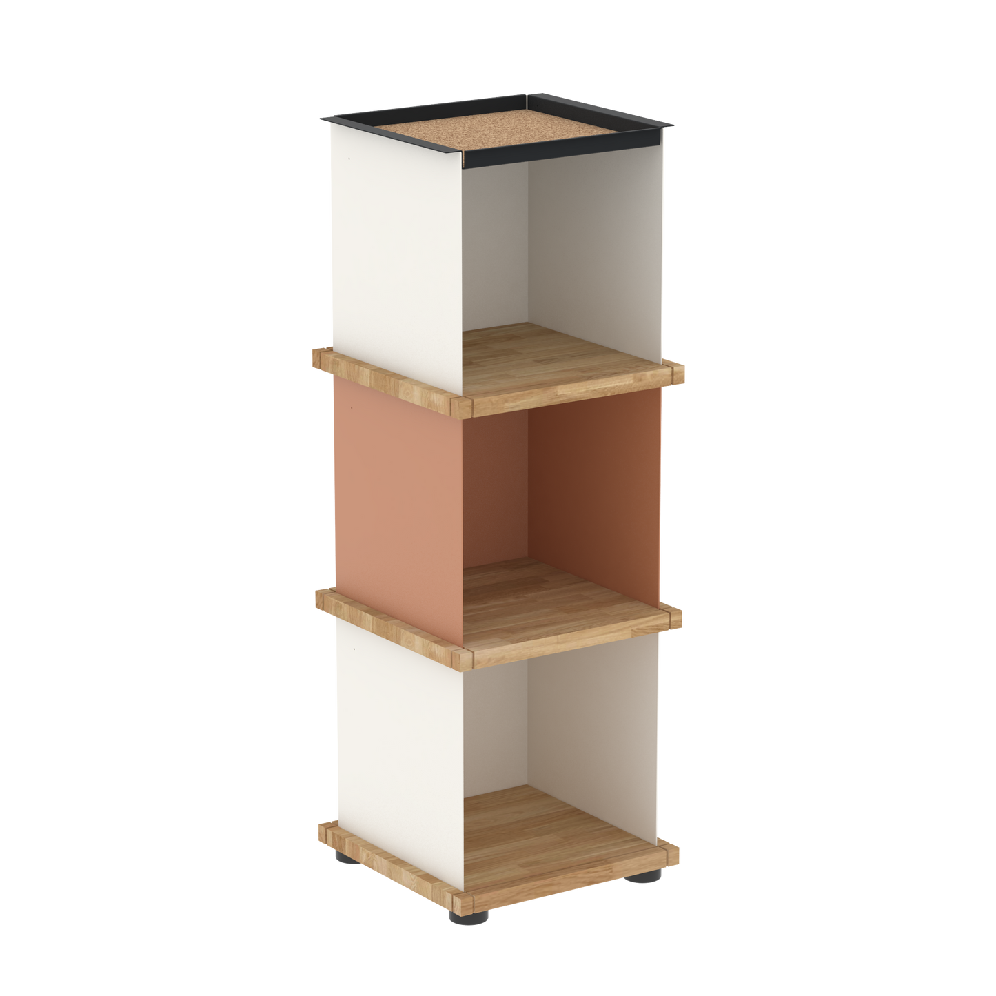 YU TRAY SHELF 1x3 – Ein schmales Regal mit besonderem Kopf. Denn beim oberen Abschluss handelt es sich um das vielseitige Tablett YU TRAY. Ein vielseitiges, universell verwendbares Regal, dass Raum und Ablagefläche auch an den kleinsten Orten schafft. Ideal für den Flur, das Homeoffice, die Küche, das Bad und überall, wo Stauraum benötigt wird.