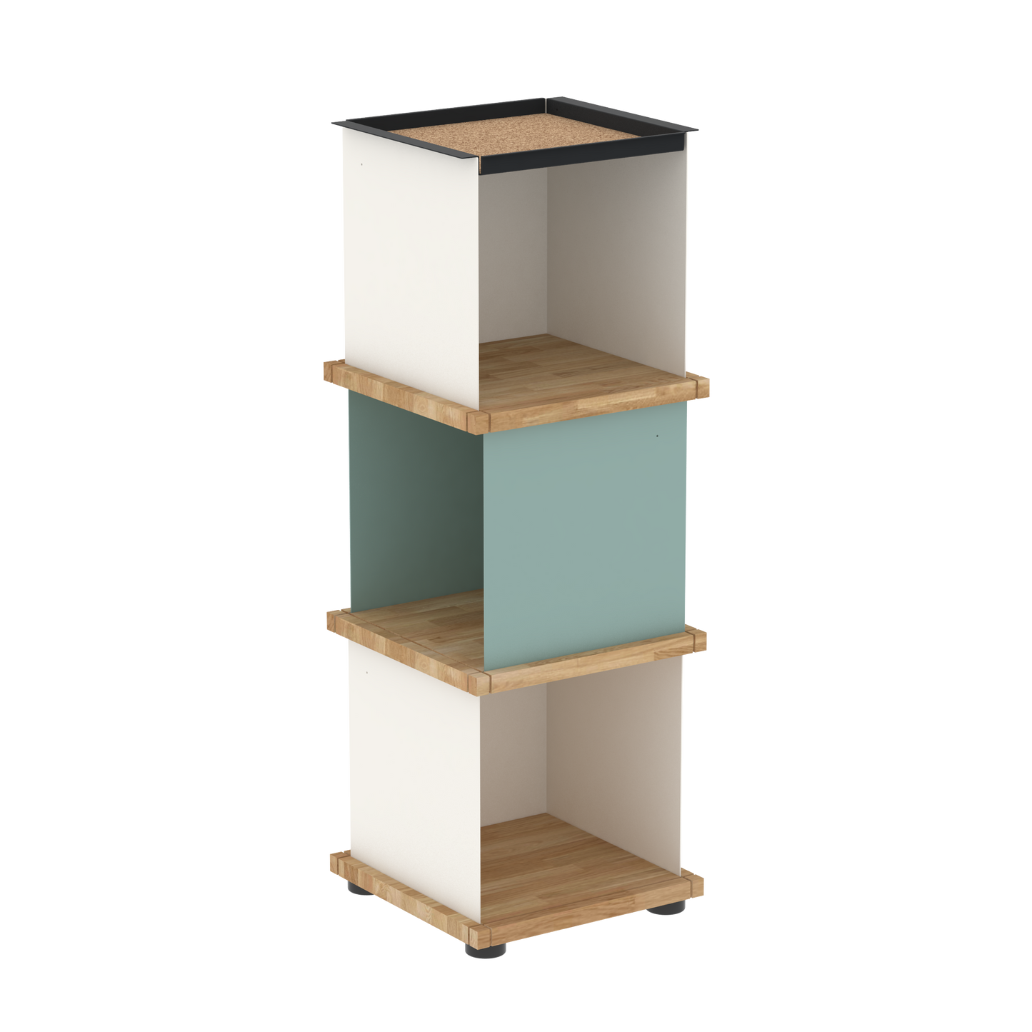 YU TRAY SHELF 1x3 – Ein schmales Regal mit besonderem Kopf. Denn beim oberen Abschluss handelt es sich um das vielseitige Tablett YU TRAY. Ein vielseitiges, universell verwendbares Regal, dass Raum und Ablagefläche auch an den kleinsten Orten schafft. Ideal für den Flur, das Homeoffice, die Küche, das Bad und überall, wo Stauraum benötigt wird.