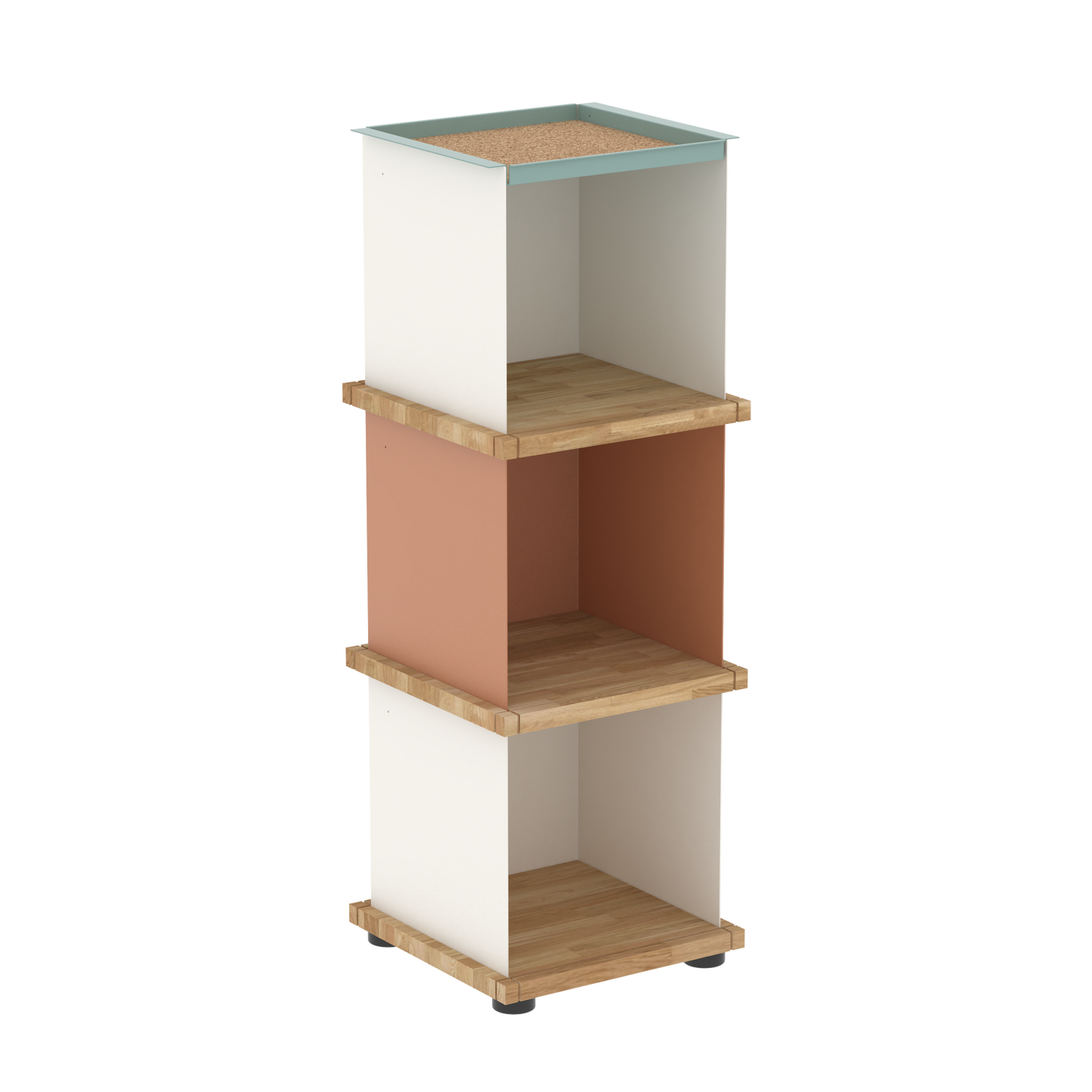 YU TRAY SHELF 1x3 – Ein schmales Regal mit besonderem Kopf. Denn beim oberen Abschluss handelt es sich um das vielseitige Tablett YU TRAY. Ein vielseitiges, universell verwendbares Regal, dass Raum und Ablagefläche auch an den kleinsten Orten schafft. Ideal für den Flur, das Homeoffice, die Küche, das Bad und überall, wo Stauraum benötigt wird.
