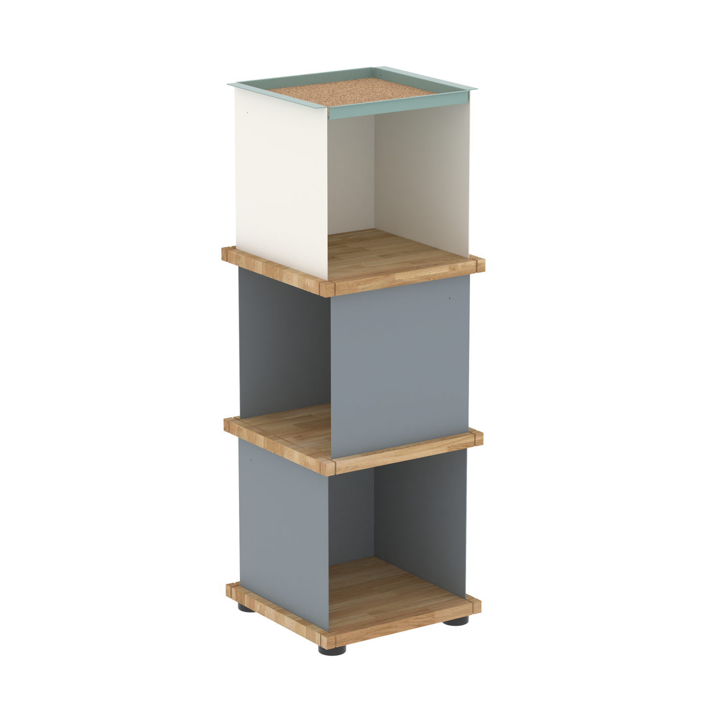 YU TRAY SHELF 1x3 – Ein schmales Regal mit besonderem Kopf. Denn beim oberen Abschluss handelt es sich um das vielseitige Tablett YU TRAY. Ein vielseitiges, universell verwendbares Regal, dass Raum und Ablagefläche auch an den kleinsten Orten schafft. Ideal für den Flur, das Homeoffice, die Küche, das Bad und überall, wo Stauraum benötigt wird.
