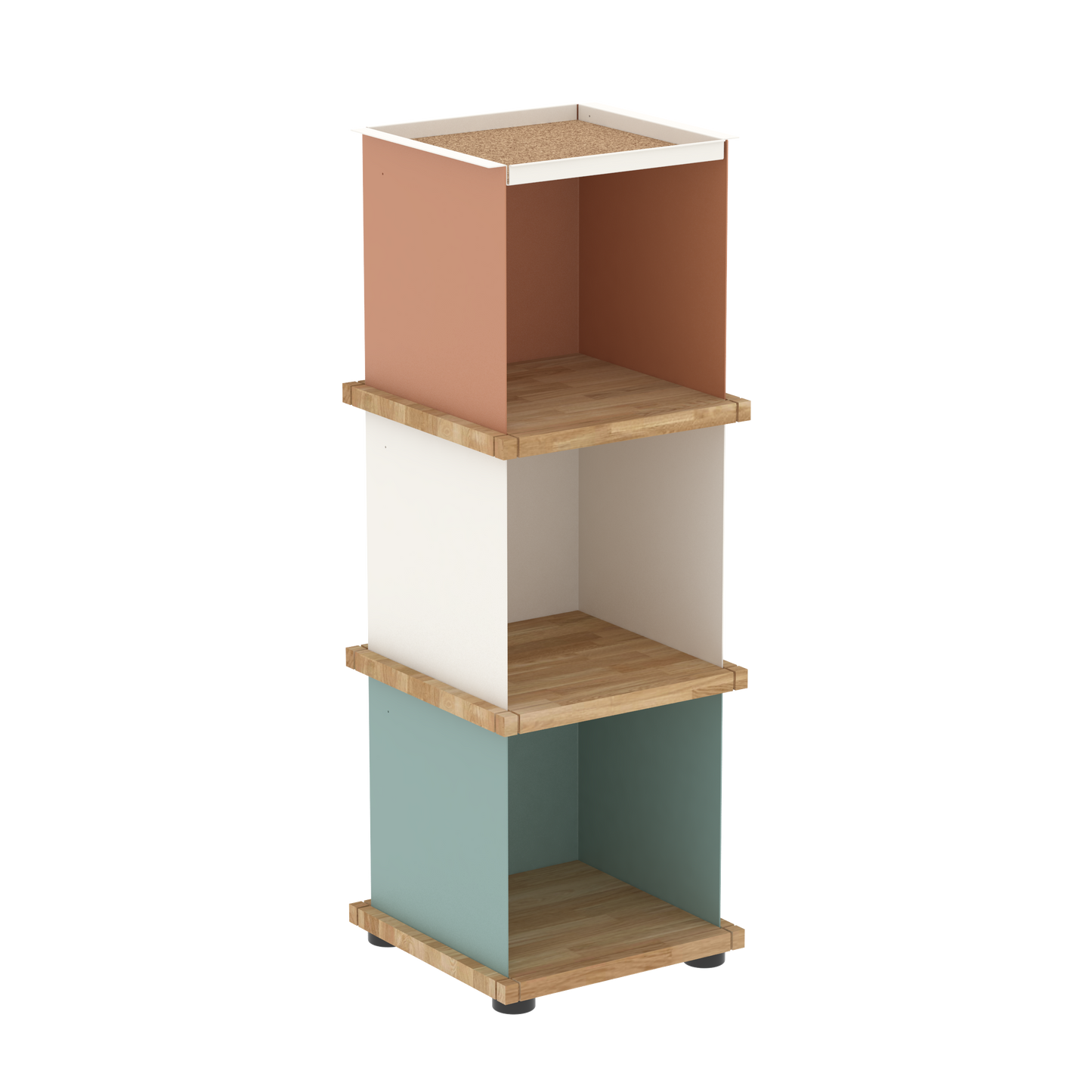 YU TRAY SHELF 1x3 – Ein schmales Regal mit besonderem Kopf. Denn beim oberen Abschluss handelt es sich um das vielseitige Tablett YU TRAY. Ein vielseitiges, universell verwendbares Regal, dass Raum und Ablagefläche auch an den kleinsten Orten schafft. Ideal für den Flur, das Homeoffice, die Küche, das Bad und überall, wo Stauraum benötigt wird.