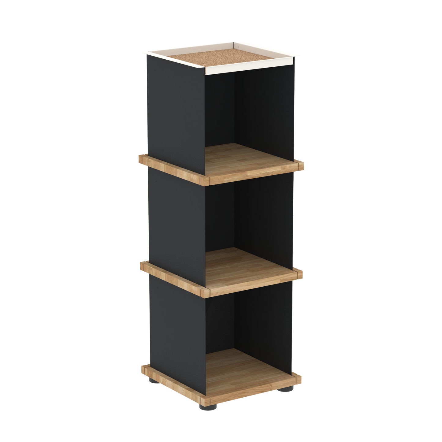 YU TRAY SHELF 1x3 – Ein schmales Regal mit besonderem Kopf. Denn beim oberen Abschluss handelt es sich um das vielseitige Tablett YU TRAY. Ein vielseitiges, universell verwendbares Regal, dass Raum und Ablagefläche auch an den kleinsten Orten schafft. Ideal für den Flur, das Homeoffice, die Küche, das Bad und überall, wo Stauraum benötigt wird.