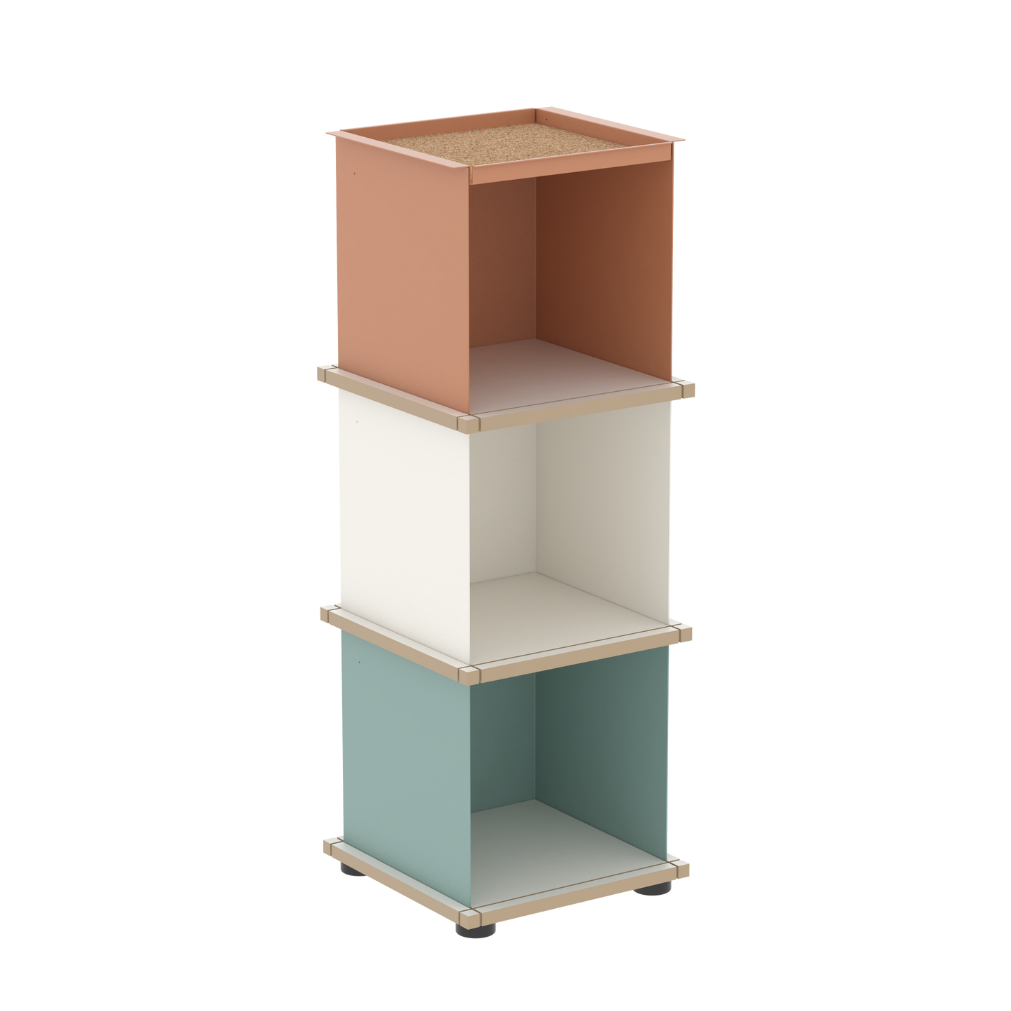 YU TRAY SHELF 1x3 – Ein schmales Regal mit besonderem Kopf. Denn beim oberen Abschluss handelt es sich um das vielseitige Tablett YU TRAY. Ein vielseitiges, universell verwendbares Regal, dass Raum und Ablagefläche auch an den kleinsten Orten schafft. Ideal für den Flur, das Homeoffice, die Küche, das Bad und überall, wo Stauraum benötigt wird.