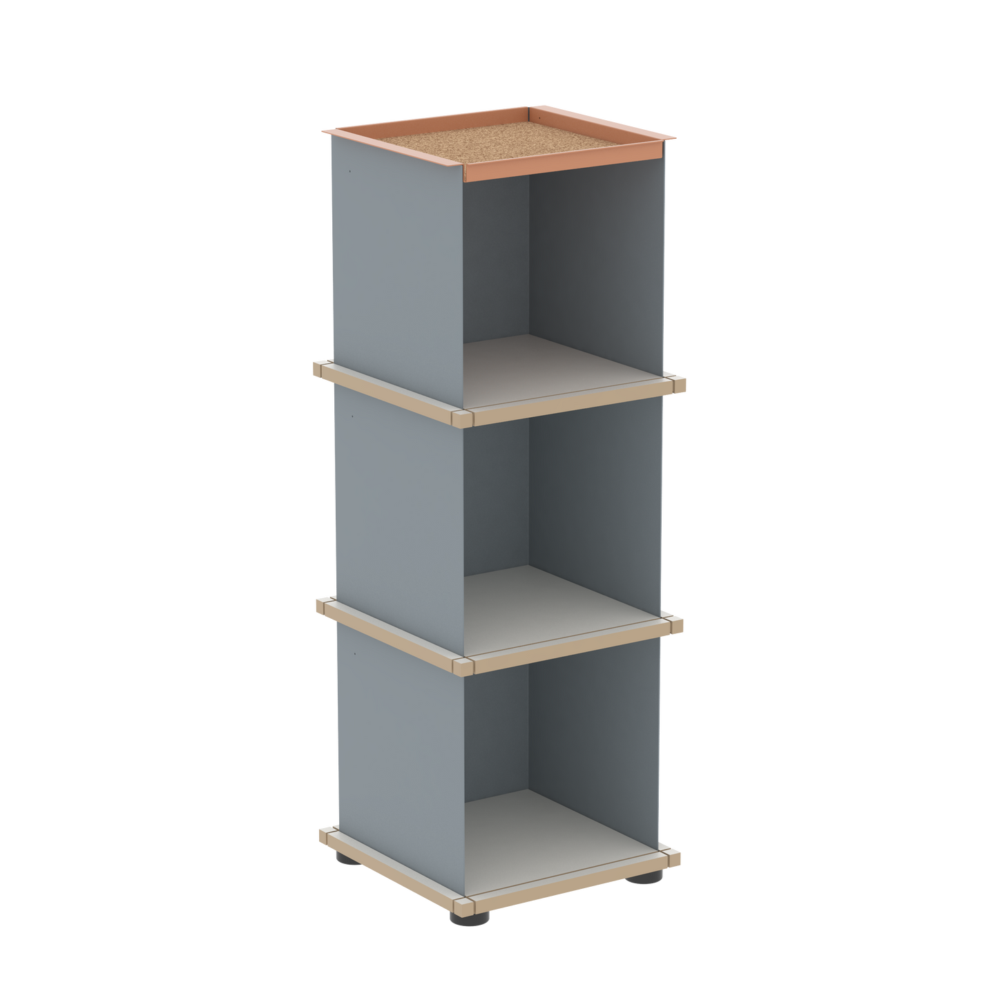 YU TRAY SHELF 1x3 – Ein schmales Regal mit besonderem Kopf. Denn beim oberen Abschluss handelt es sich um das vielseitige Tablett YU TRAY. Ein vielseitiges, universell verwendbares Regal, dass Raum und Ablagefläche auch an den kleinsten Orten schafft. Ideal für den Flur, das Homeoffice, die Küche, das Bad und überall, wo Stauraum benötigt wird.