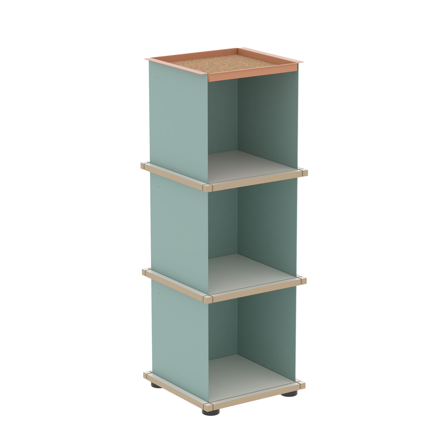 YU TRAY SHELF 1x3 – Ein schmales Regal mit besonderem Kopf. Denn beim oberen Abschluss handelt es sich um das vielseitige Tablett YU TRAY. Ein vielseitiges, universell verwendbares Regal, dass Raum und Ablagefläche auch an den kleinsten Orten schafft. Ideal für den Flur, das Homeoffice, die Küche, das Bad und überall, wo Stauraum benötigt wird.