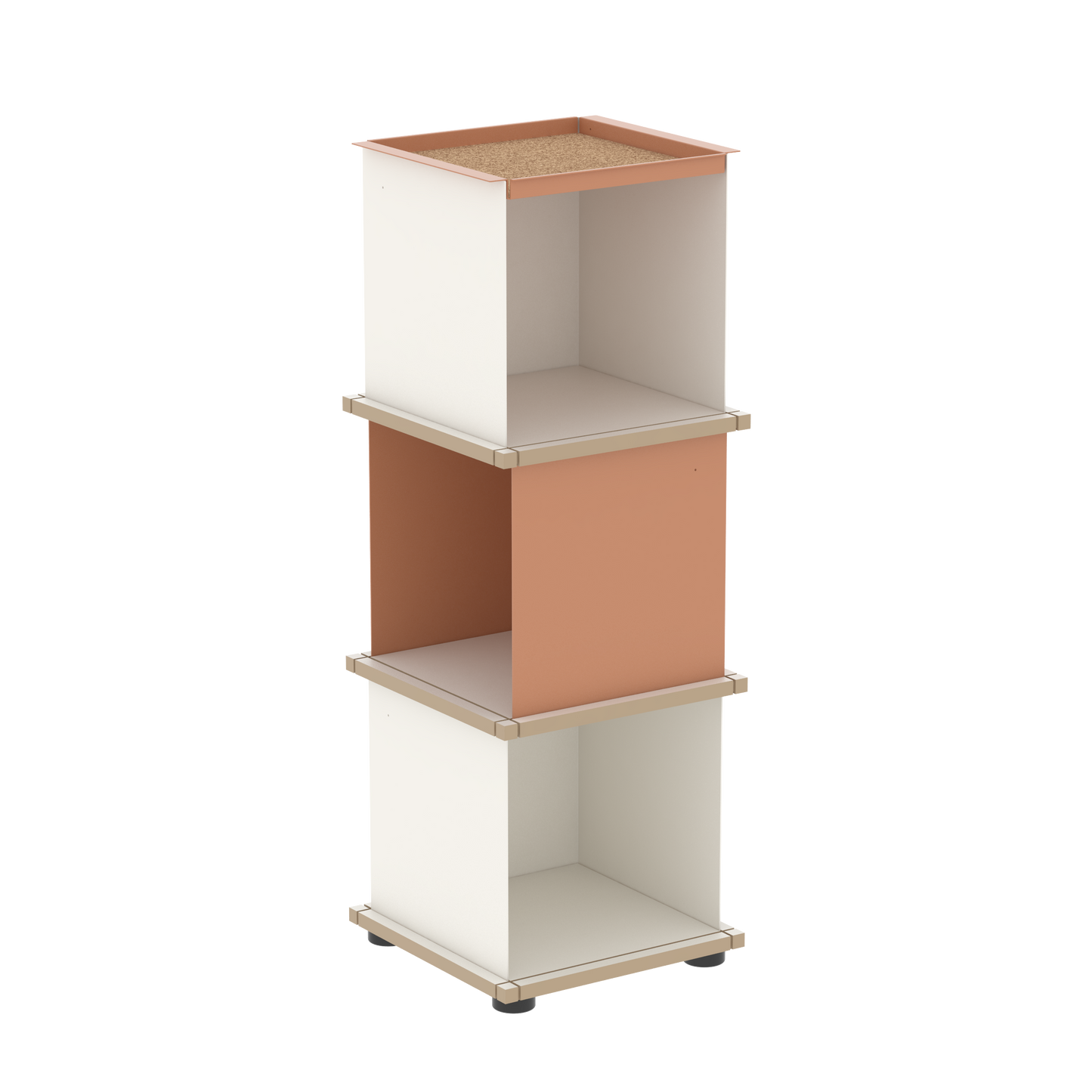 YU TRAY SHELF 1x3 – Ein schmales Regal mit besonderem Kopf. Denn beim oberen Abschluss handelt es sich um das vielseitige Tablett YU TRAY. Ein vielseitiges, universell verwendbares Regal, dass Raum und Ablagefläche auch an den kleinsten Orten schafft. Ideal für den Flur, das Homeoffice, die Küche, das Bad und überall, wo Stauraum benötigt wird.