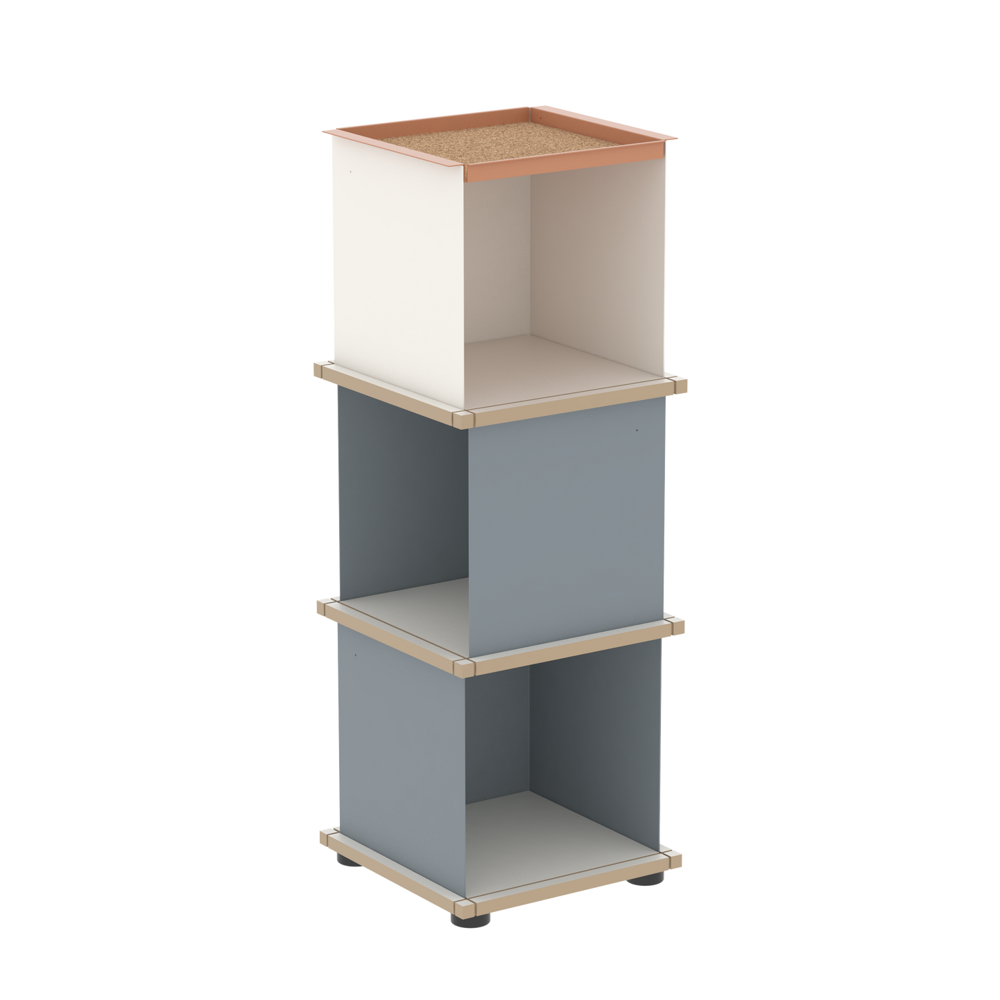 YU TRAY SHELF 1x3 – Ein schmales Regal mit besonderem Kopf. Denn beim oberen Abschluss handelt es sich um das vielseitige Tablett YU TRAY. Ein vielseitiges, universell verwendbares Regal, dass Raum und Ablagefläche auch an den kleinsten Orten schafft. Ideal für den Flur, das Homeoffice, die Küche, das Bad und überall, wo Stauraum benötigt wird.