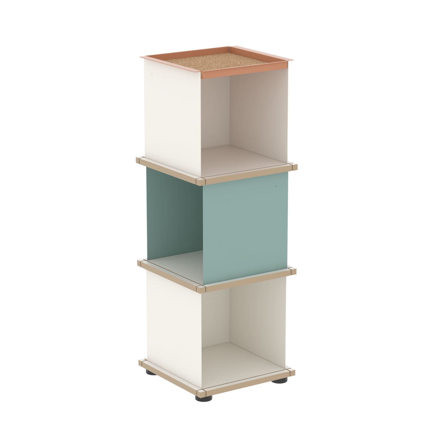 YU TRAY SHELF 1x3 – Ein schmales Regal mit besonderem Kopf. Denn beim oberen Abschluss handelt es sich um das vielseitige Tablett YU TRAY. Ein vielseitiges, universell verwendbares Regal, dass Raum und Ablagefläche auch an den kleinsten Orten schafft. Ideal für den Flur, das Homeoffice, die Küche, das Bad und überall, wo Stauraum benötigt wird.