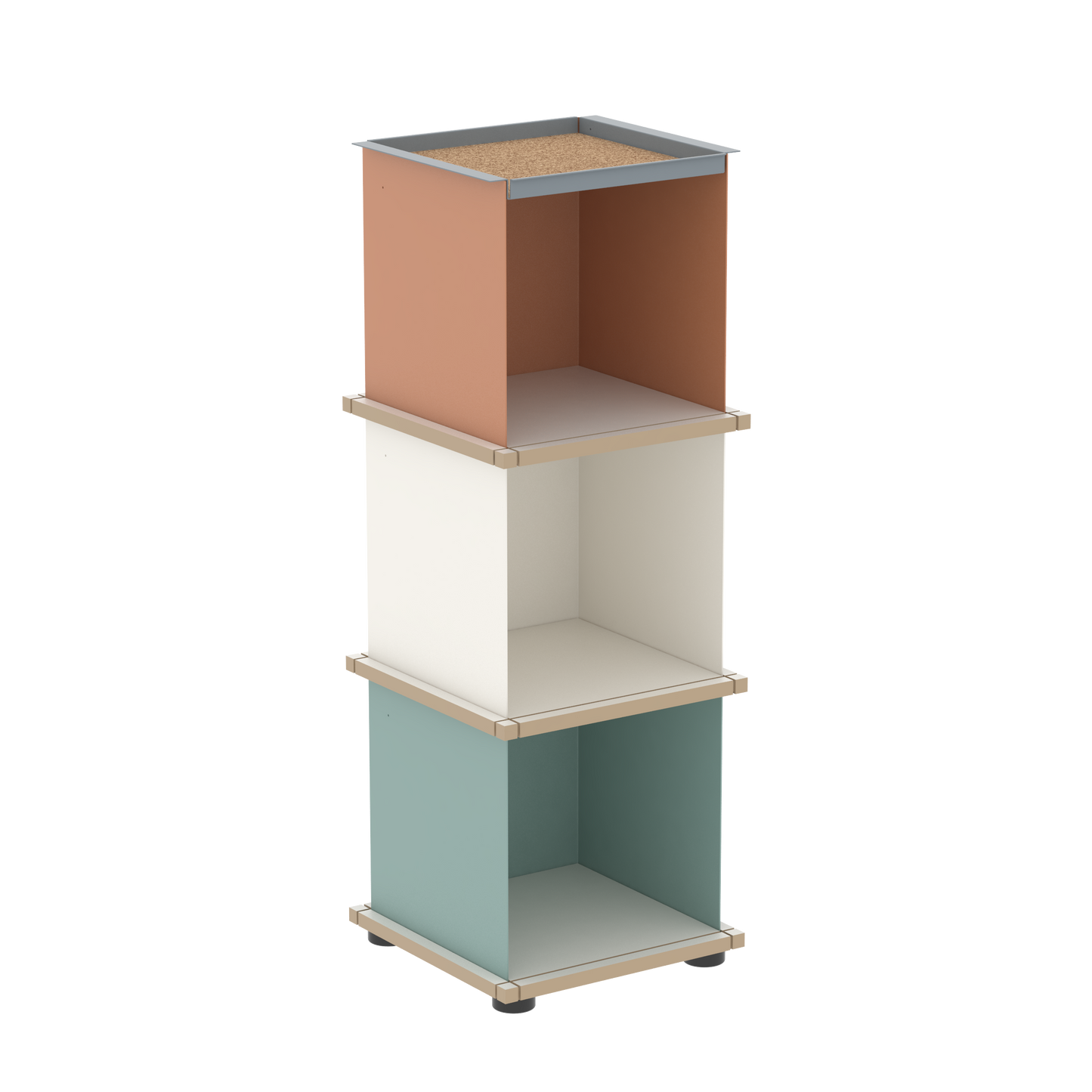 YU TRAY SHELF 1x3 – Ein schmales Regal mit besonderem Kopf. Denn beim oberen Abschluss handelt es sich um das vielseitige Tablett YU TRAY. Ein vielseitiges, universell verwendbares Regal, dass Raum und Ablagefläche auch an den kleinsten Orten schafft. Ideal für den Flur, das Homeoffice, die Küche, das Bad und überall, wo Stauraum benötigt wird.