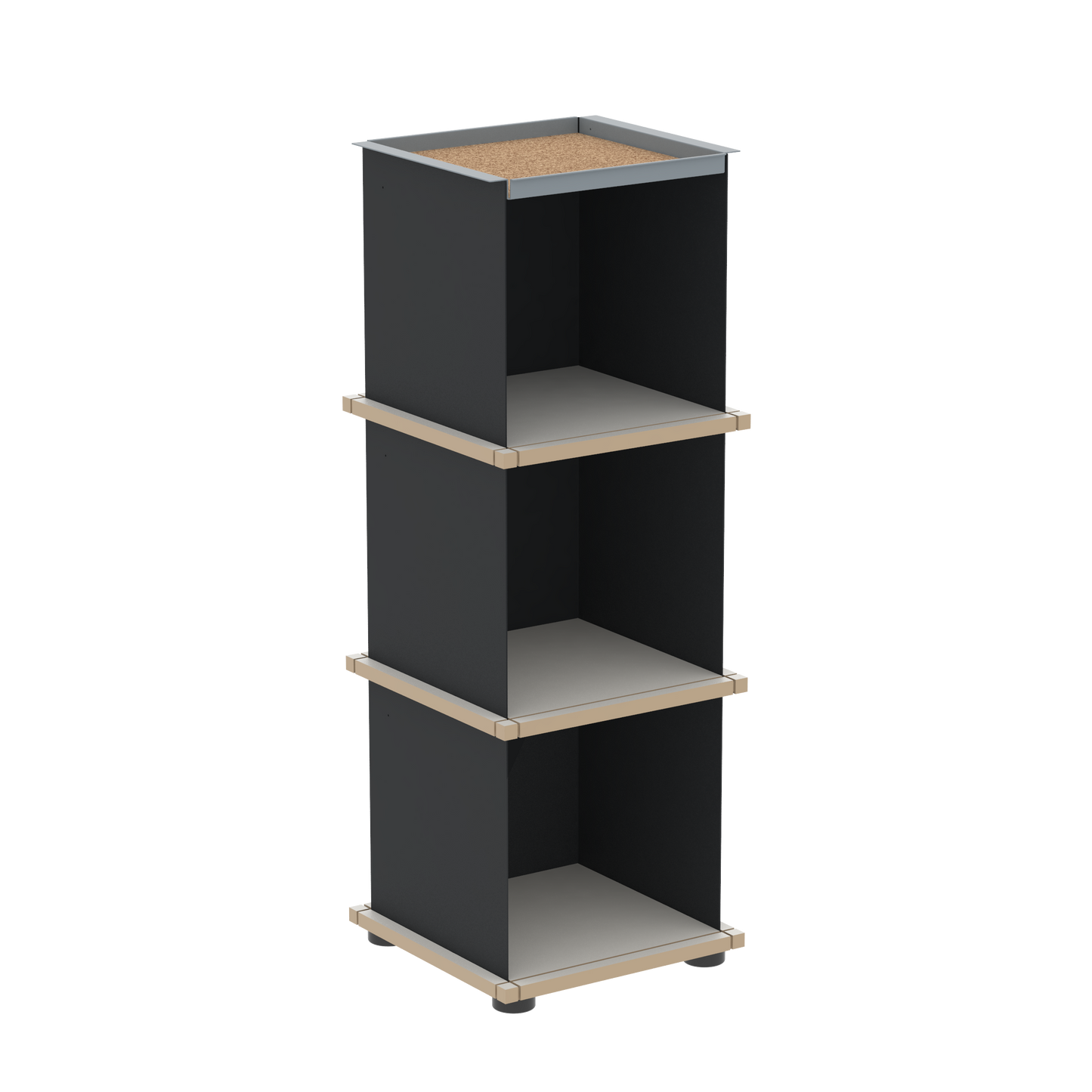 YU TRAY SHELF 1x3 – Ein schmales Regal mit besonderem Kopf. Denn beim oberen Abschluss handelt es sich um das vielseitige Tablett YU TRAY. Ein vielseitiges, universell verwendbares Regal, dass Raum und Ablagefläche auch an den kleinsten Orten schafft. Ideal für den Flur, das Homeoffice, die Küche, das Bad und überall, wo Stauraum benötigt wird.