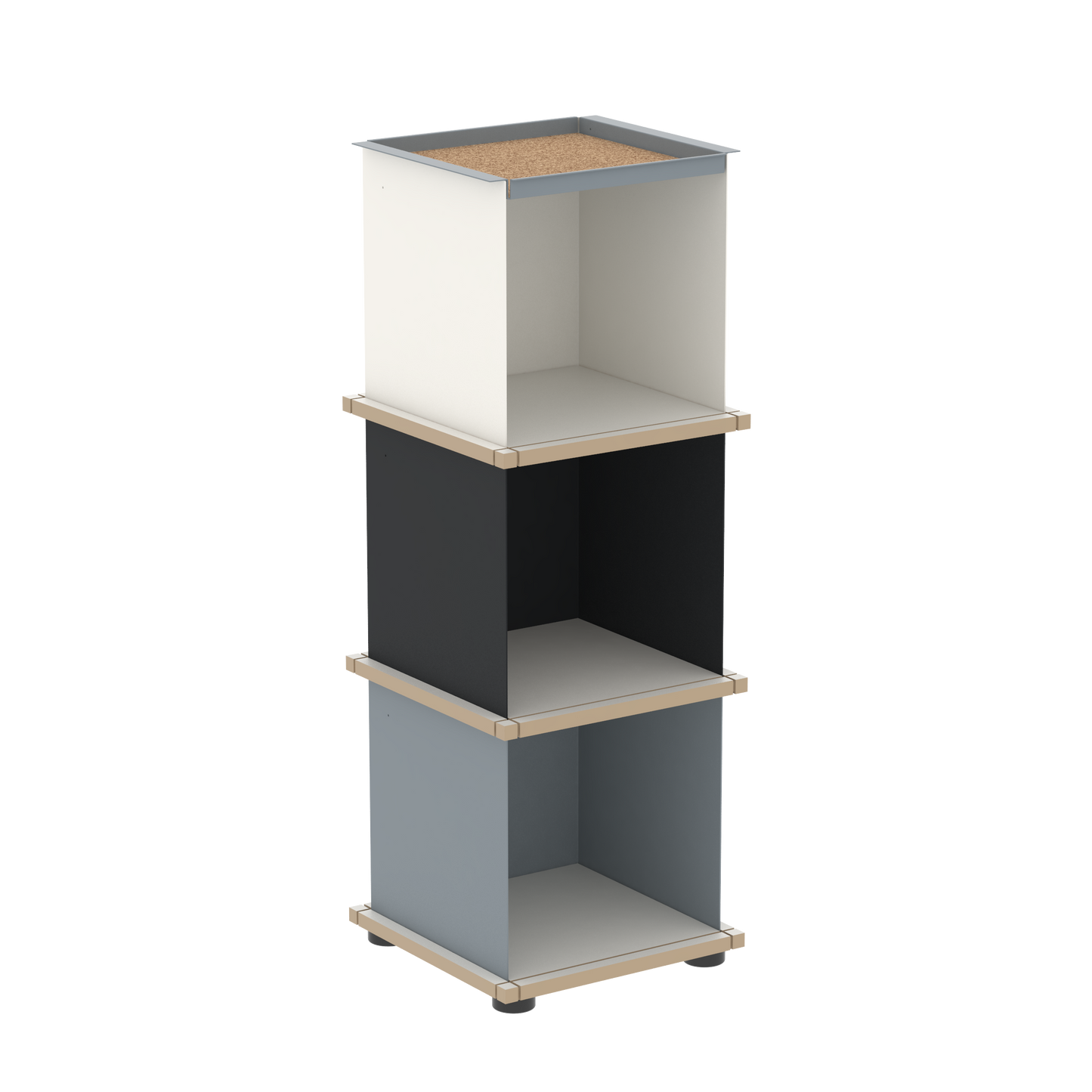 YU TRAY SHELF 1x3 – Ein schmales Regal mit besonderem Kopf. Denn beim oberen Abschluss handelt es sich um das vielseitige Tablett YU TRAY. Ein vielseitiges, universell verwendbares Regal, dass Raum und Ablagefläche auch an den kleinsten Orten schafft. Ideal für den Flur, das Homeoffice, die Küche, das Bad und überall, wo Stauraum benötigt wird.