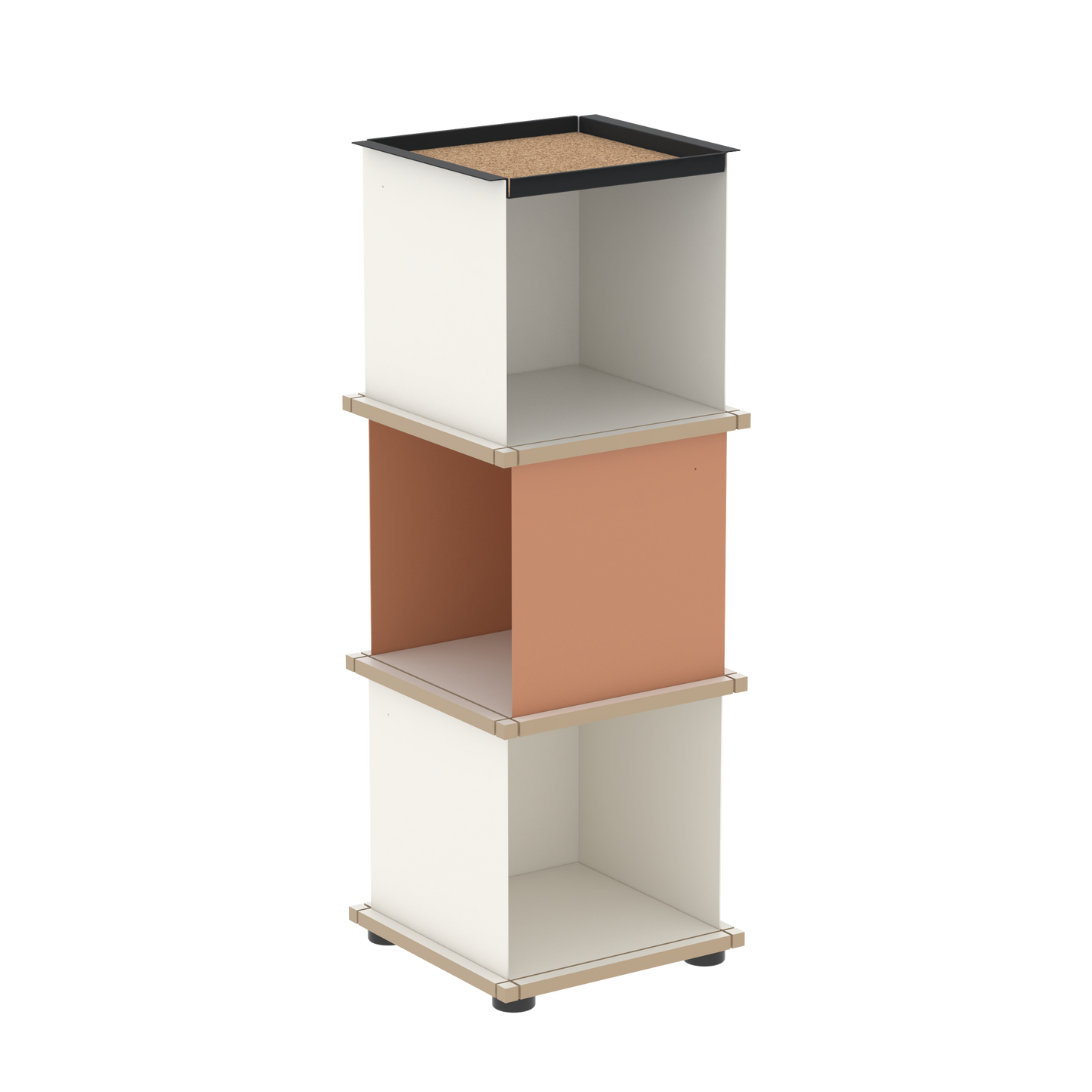 YU TRAY SHELF 1x3 – Ein schmales Regal mit besonderem Kopf. Denn beim oberen Abschluss handelt es sich um das vielseitige Tablett YU TRAY. Ein vielseitiges, universell verwendbares Regal, dass Raum und Ablagefläche auch an den kleinsten Orten schafft. Ideal für den Flur, das Homeoffice, die Küche, das Bad und überall, wo Stauraum benötigt wird.