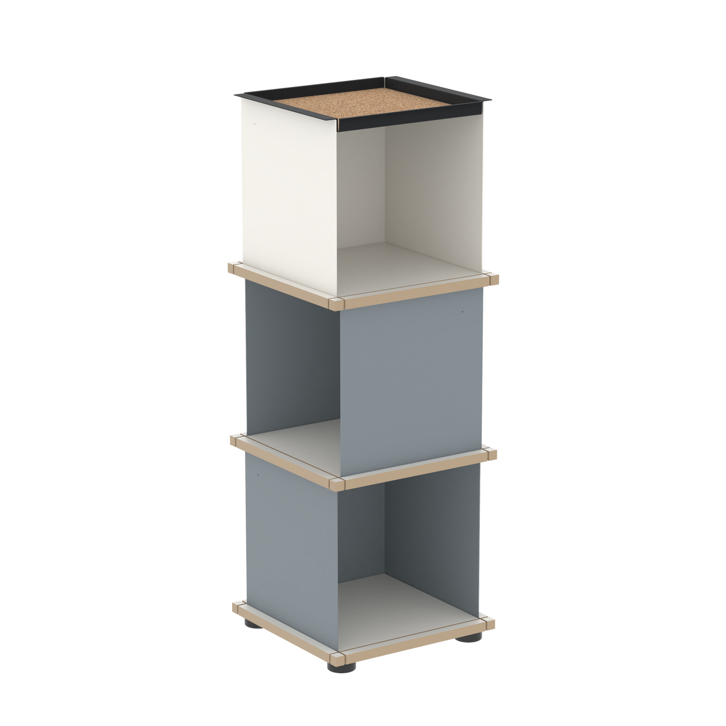 YU TRAY SHELF 1x3 – Ein schmales Regal mit besonderem Kopf. Denn beim oberen Abschluss handelt es sich um das vielseitige Tablett YU TRAY. Ein vielseitiges, universell verwendbares Regal, dass Raum und Ablagefläche auch an den kleinsten Orten schafft. Ideal für den Flur, das Homeoffice, die Küche, das Bad und überall, wo Stauraum benötigt wird.