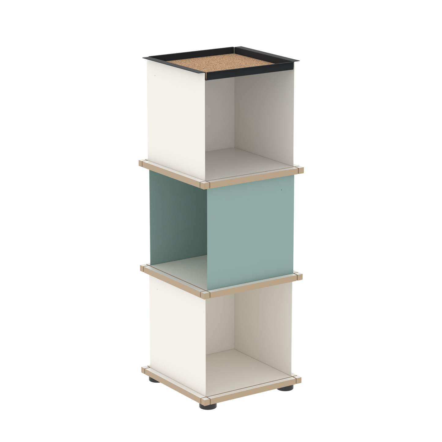 YU TRAY SHELF 1x3 – Ein schmales Regal mit besonderem Kopf. Denn beim oberen Abschluss handelt es sich um das vielseitige Tablett YU TRAY. Ein vielseitiges, universell verwendbares Regal, dass Raum und Ablagefläche auch an den kleinsten Orten schafft. Ideal für den Flur, das Homeoffice, die Küche, das Bad und überall, wo Stauraum benötigt wird.