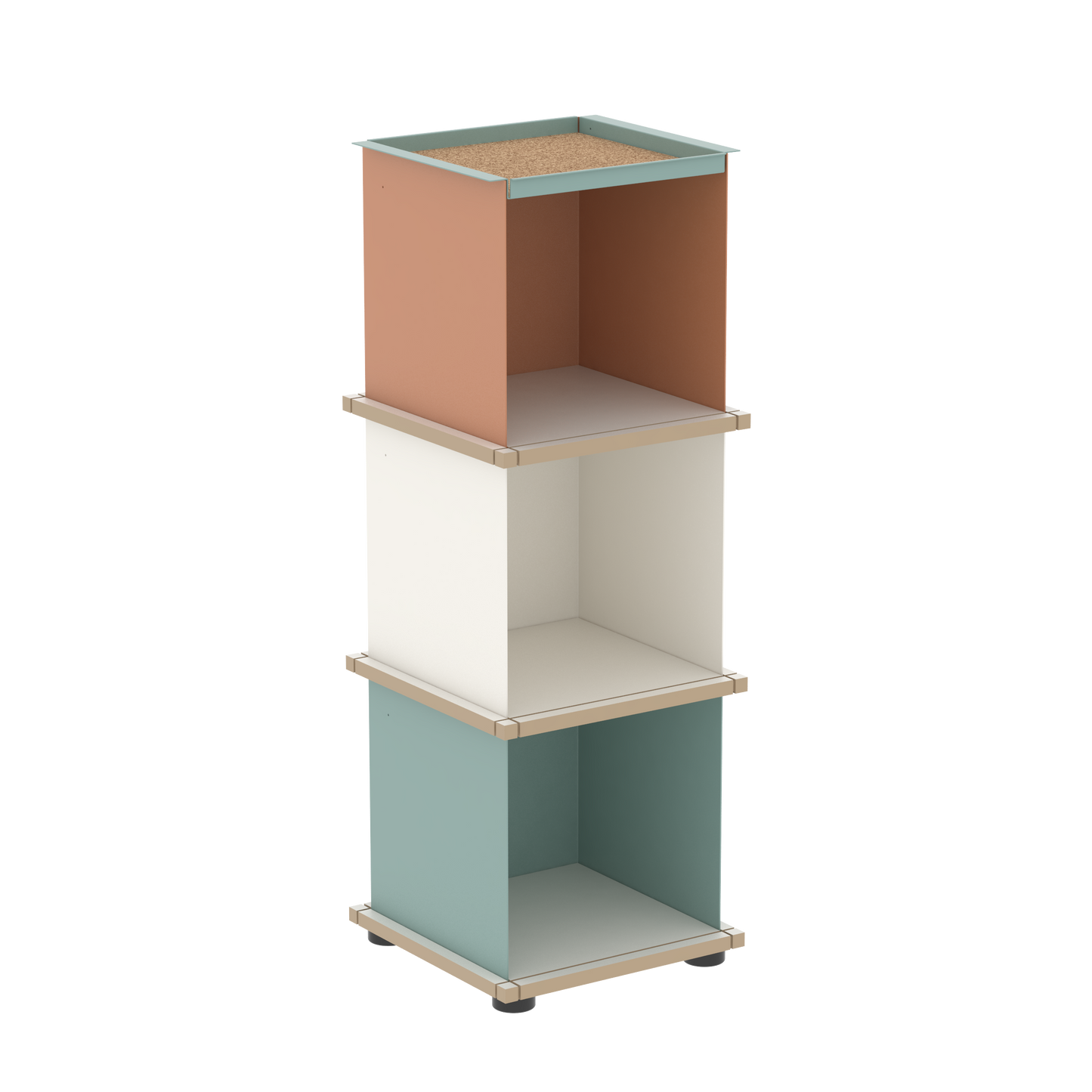 YU TRAY SHELF 1x3 – Ein schmales Regal mit besonderem Kopf. Denn beim oberen Abschluss handelt es sich um das vielseitige Tablett YU TRAY. Ein vielseitiges, universell verwendbares Regal, dass Raum und Ablagefläche auch an den kleinsten Orten schafft. Ideal für den Flur, das Homeoffice, die Küche, das Bad und überall, wo Stauraum benötigt wird.