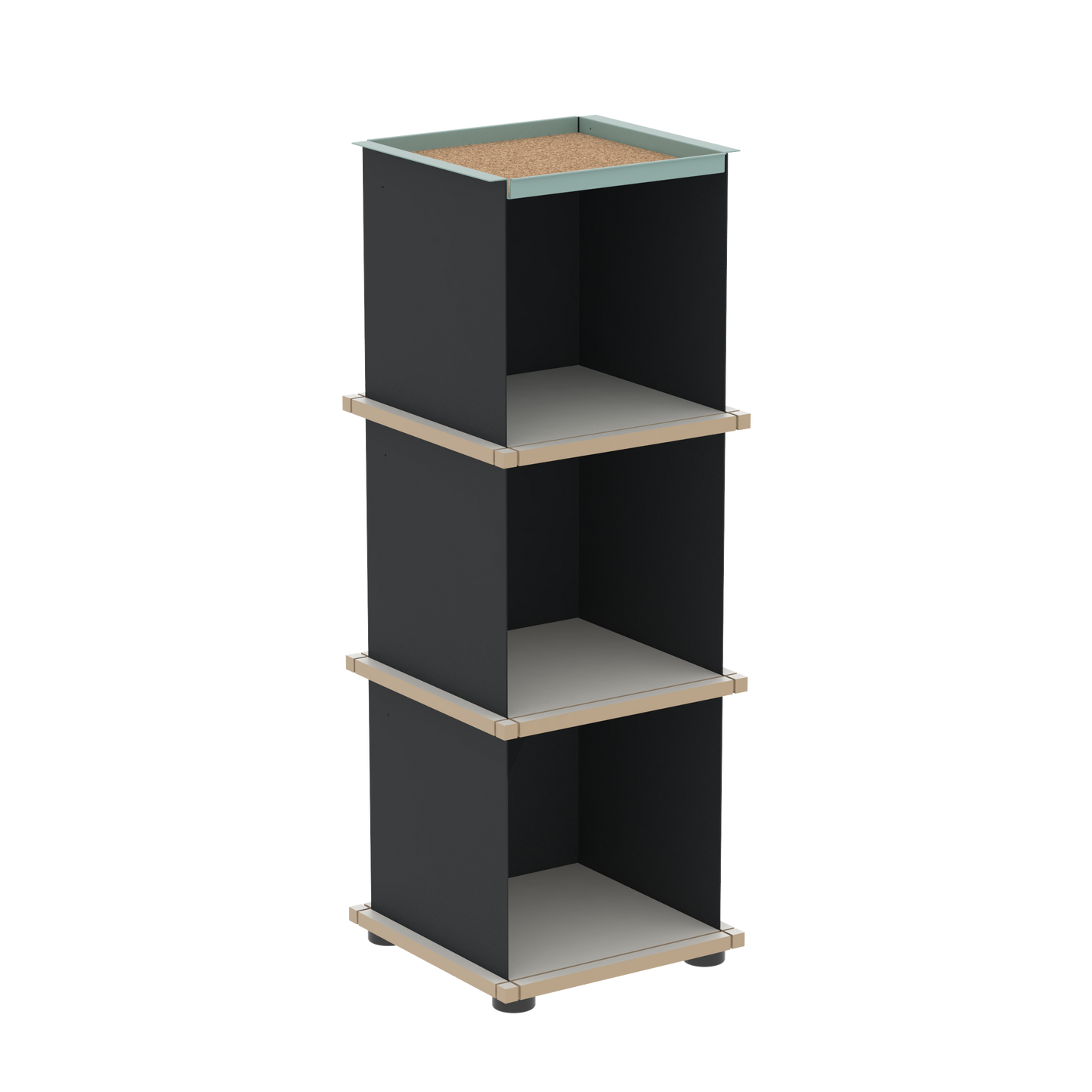 YU TRAY SHELF 1x3 – Ein schmales Regal mit besonderem Kopf. Denn beim oberen Abschluss handelt es sich um das vielseitige Tablett YU TRAY. Ein vielseitiges, universell verwendbares Regal, dass Raum und Ablagefläche auch an den kleinsten Orten schafft. Ideal für den Flur, das Homeoffice, die Küche, das Bad und überall, wo Stauraum benötigt wird.