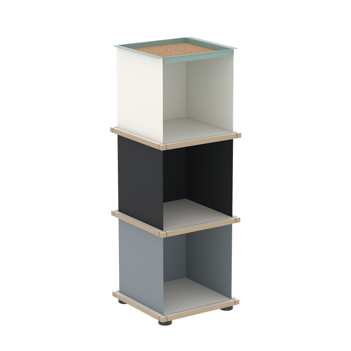 YU TRAY SHELF 1x3 – Ein schmales Regal mit besonderem Kopf. Denn beim oberen Abschluss handelt es sich um das vielseitige Tablett YU TRAY. Ein vielseitiges, universell verwendbares Regal, dass Raum und Ablagefläche auch an den kleinsten Orten schafft. Ideal für den Flur, das Homeoffice, die Küche, das Bad und überall, wo Stauraum benötigt wird.