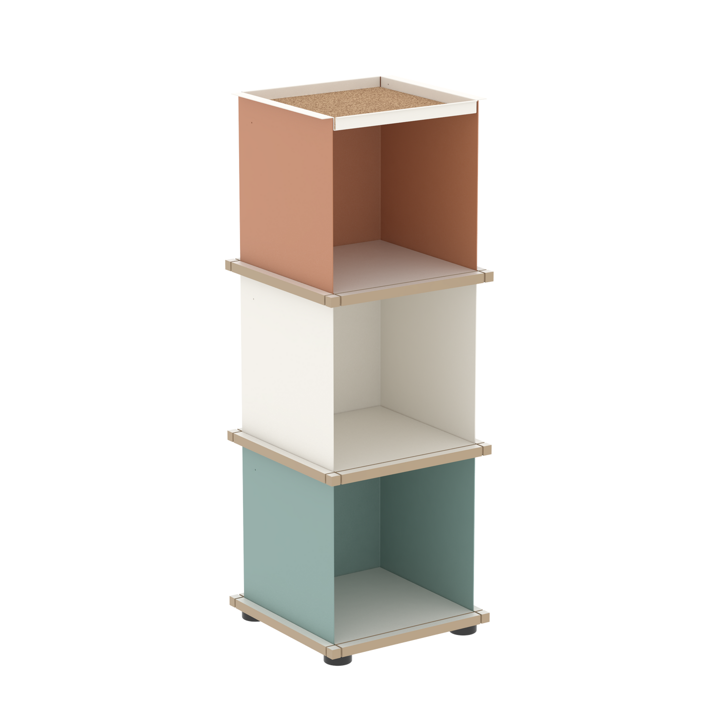 YU TRAY SHELF 1x3 – Ein schmales Regal mit besonderem Kopf. Denn beim oberen Abschluss handelt es sich um das vielseitige Tablett YU TRAY. Ein vielseitiges, universell verwendbares Regal, dass Raum und Ablagefläche auch an den kleinsten Orten schafft. Ideal für den Flur, das Homeoffice, die Küche, das Bad und überall, wo Stauraum benötigt wird.