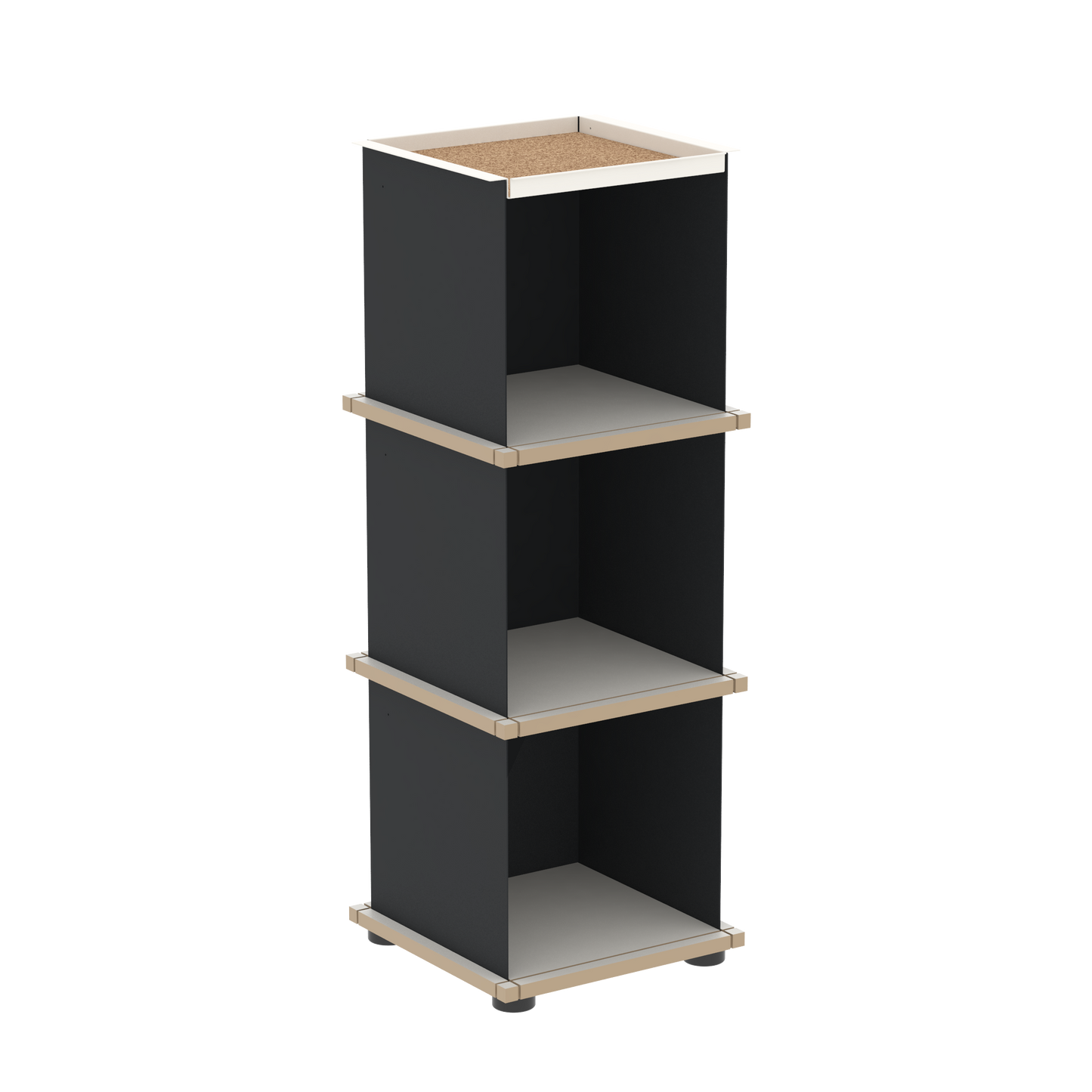 YU TRAY SHELF 1x3 – Ein schmales Regal mit besonderem Kopf. Denn beim oberen Abschluss handelt es sich um das vielseitige Tablett YU TRAY. Ein vielseitiges, universell verwendbares Regal, dass Raum und Ablagefläche auch an den kleinsten Orten schafft. Ideal für den Flur, das Homeoffice, die Küche, das Bad und überall, wo Stauraum benötigt wird.
