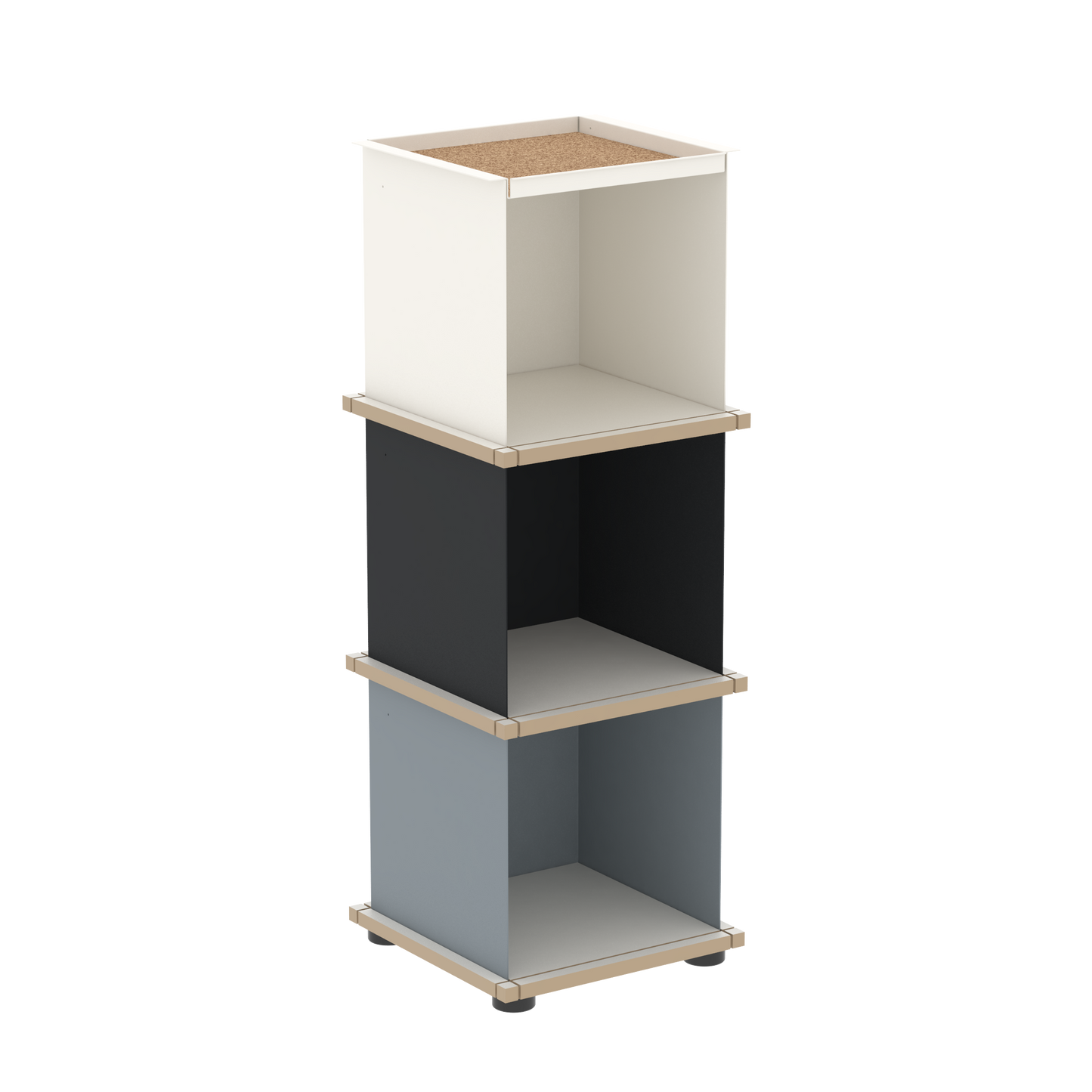 YU TRAY SHELF 1x3 – Ein schmales Regal mit besonderem Kopf. Denn beim oberen Abschluss handelt es sich um das vielseitige Tablett YU TRAY. Ein vielseitiges, universell verwendbares Regal, dass Raum und Ablagefläche auch an den kleinsten Orten schafft. Ideal für den Flur, das Homeoffice, die Küche, das Bad und überall, wo Stauraum benötigt wird.