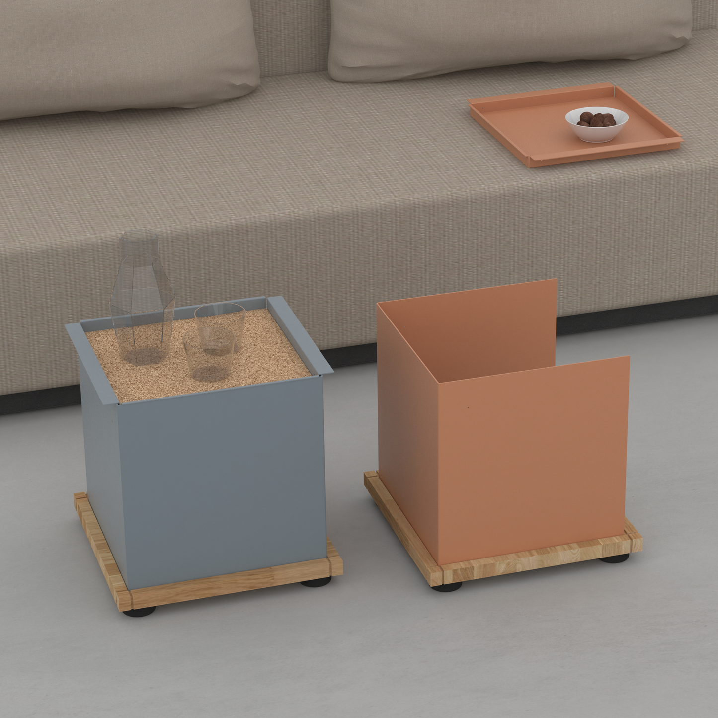 YU TRAY SHELF 1x1 – Ein Beistelltisch mit einem besonderen Kopf. Denn beim oberen Abschluss handelt es sich um das vielseitige Tablett YU TRAY. Auf diese Weise hat es einen eigenen Ort und steht auch für mobile Dienste bereit. Ob als Beistelltisch, Couchtisch oder Nachttisch, schafft YU TRAY SHELF 1x1 Raum und Ablagefläche überall, wo er benötigt wird.