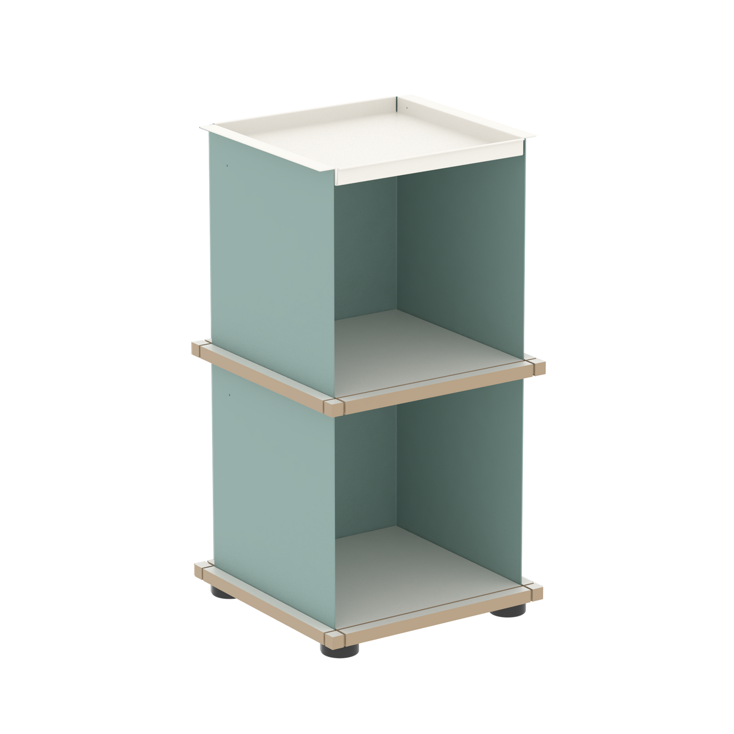 YU TRAY SHELF 1x2 – Beistelltisch und kleines Regal mit besonderem Kopf. Denn beim oberen Abschluss handelt es sich um das vielseitige Tablett YU TRAY. Ob als Beistelltisch, Nachttisch oder universelles Regal schafft YU TRAY SHELF 1x2 Raum und Ablagefläche auch an den kleinsten Orten. Ideal für den Flur, das Homeoffice, die Küche, das Bad und überall, wo Stauraum benötigt wird.