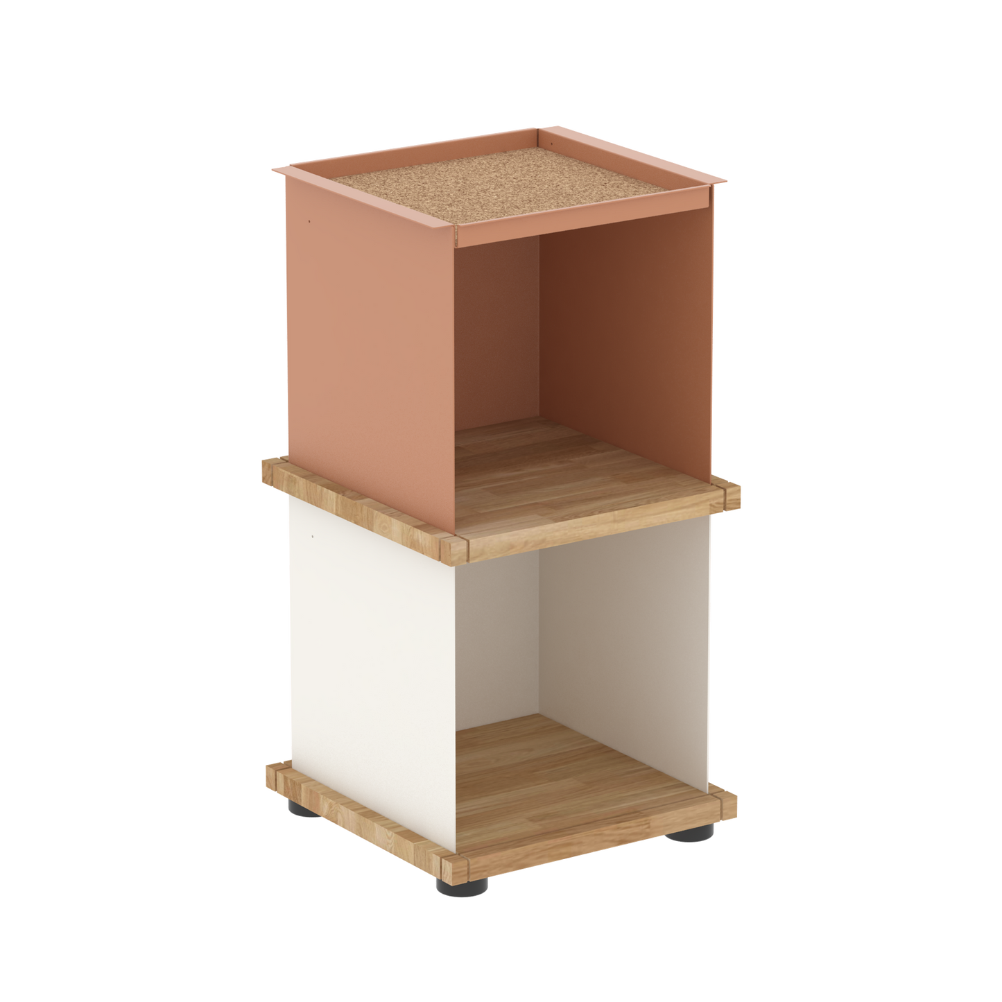 YU TRAY SHELF 1x2 – Beistelltisch und kleines Regal mit besonderem Kopf. Denn beim oberen Abschluss handelt es sich um das vielseitige Tablett YU TRAY. Ob als Beistelltisch, Nachttisch oder universelles Regal schafft YU TRAY SHELF 1x2 Raum und Ablagefläche auch an den kleinsten Orten. Ideal für den Flur, das Homeoffice, die Küche, das Bad und überall, wo Stauraum benötigt wird.