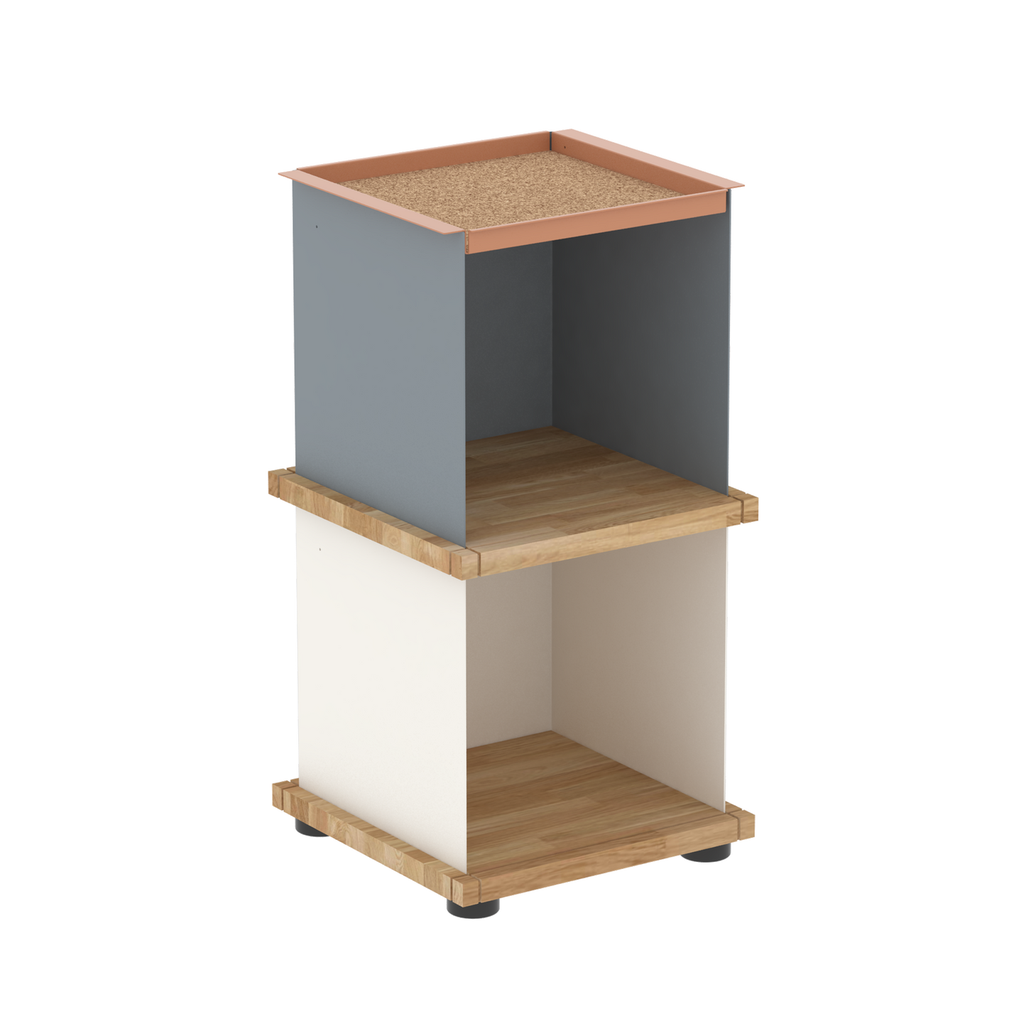 YU TRAY SHELF 1x2 – Beistelltisch und kleines Regal mit besonderem Kopf. Denn beim oberen Abschluss handelt es sich um das vielseitige Tablett YU TRAY. Ob als Beistelltisch, Nachttisch oder universelles Regal schafft YU TRAY SHELF 1x2 Raum und Ablagefläche auch an den kleinsten Orten. Ideal für den Flur, das Homeoffice, die Küche, das Bad und überall, wo Stauraum benötigt wird.