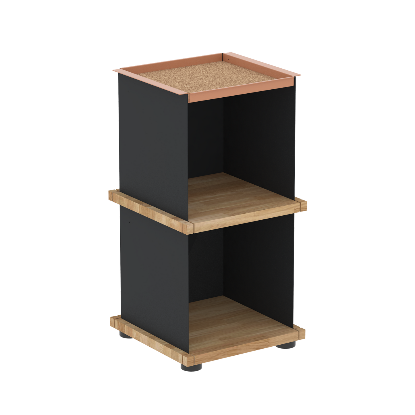 YU TRAY SHELF 1x2 – Beistelltisch und kleines Regal mit besonderem Kopf. Denn beim oberen Abschluss handelt es sich um das vielseitige Tablett YU TRAY. Ob als Beistelltisch, Nachttisch oder universelles Regal schafft YU TRAY SHELF 1x2 Raum und Ablagefläche auch an den kleinsten Orten. Ideal für den Flur, das Homeoffice, die Küche, das Bad und überall, wo Stauraum benötigt wird.