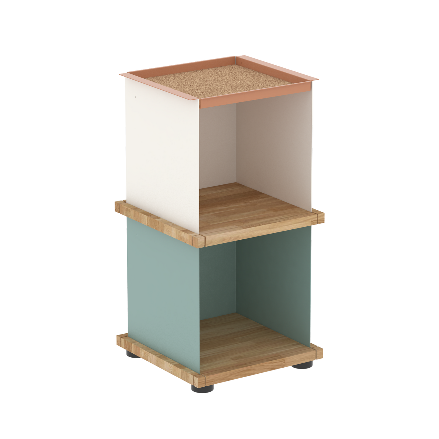 YU TRAY SHELF 1x2 – Beistelltisch und kleines Regal mit besonderem Kopf. Denn beim oberen Abschluss handelt es sich um das vielseitige Tablett YU TRAY. Ob als Beistelltisch, Nachttisch oder universelles Regal schafft YU TRAY SHELF 1x2 Raum und Ablagefläche auch an den kleinsten Orten. Ideal für den Flur, das Homeoffice, die Küche, das Bad und überall, wo Stauraum benötigt wird.