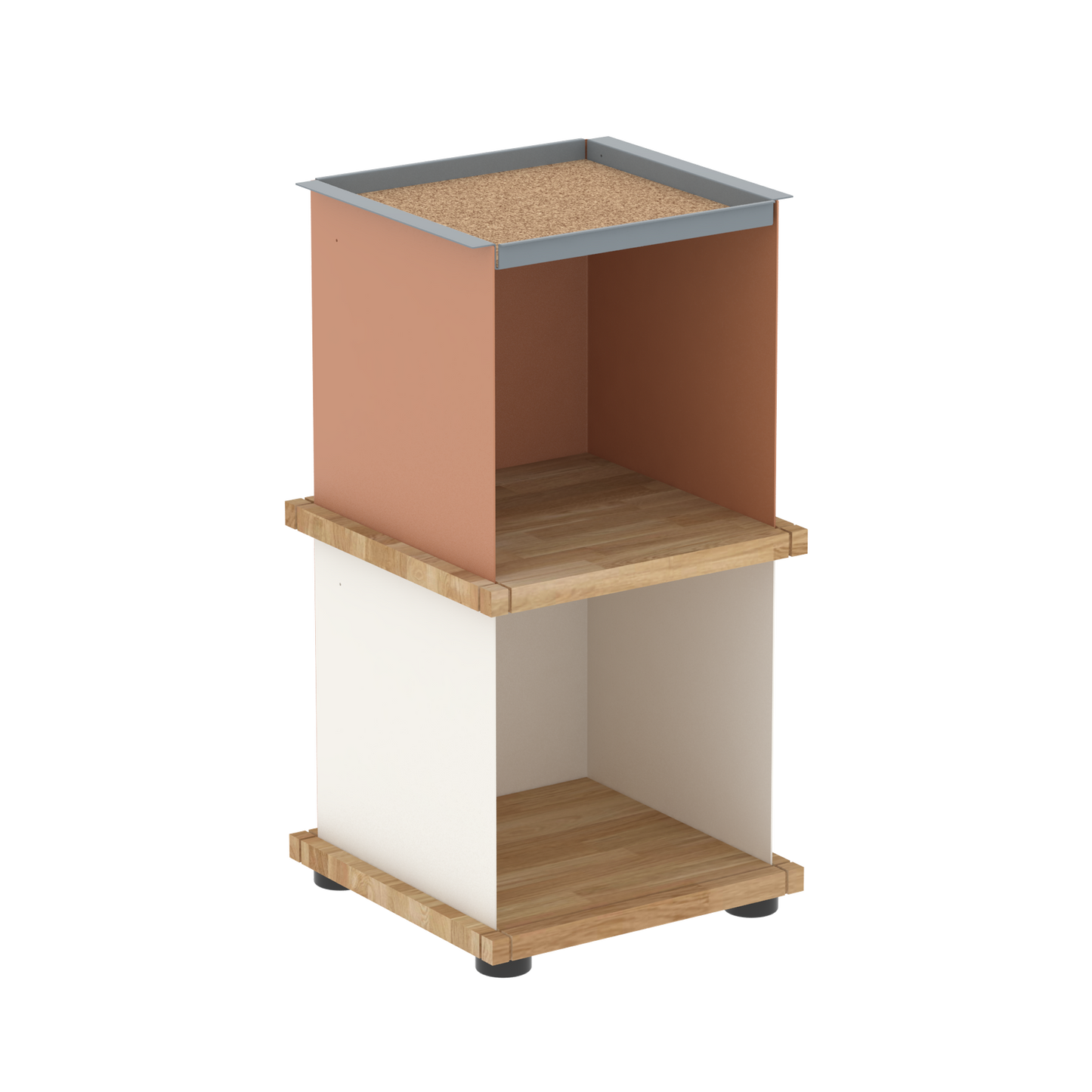 YU TRAY SHELF 1x2 – Beistelltisch und kleines Regal mit besonderem Kopf. Denn beim oberen Abschluss handelt es sich um das vielseitige Tablett YU TRAY. Ob als Beistelltisch, Nachttisch oder universelles Regal schafft YU TRAY SHELF 1x2 Raum und Ablagefläche auch an den kleinsten Orten. Ideal für den Flur, das Homeoffice, die Küche, das Bad und überall, wo Stauraum benötigt wird.