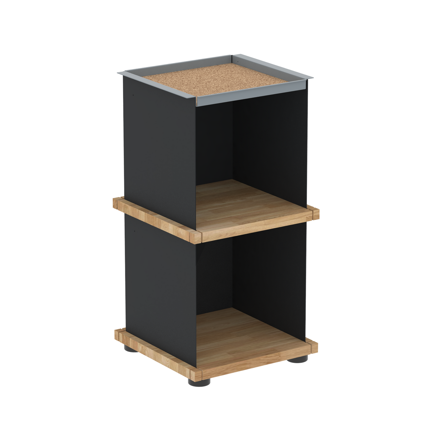 YU TRAY SHELF 1x2 – Beistelltisch und kleines Regal mit besonderem Kopf. Denn beim oberen Abschluss handelt es sich um das vielseitige Tablett YU TRAY. Ob als Beistelltisch, Nachttisch oder universelles Regal schafft YU TRAY SHELF 1x2 Raum und Ablagefläche auch an den kleinsten Orten. Ideal für den Flur, das Homeoffice, die Küche, das Bad und überall, wo Stauraum benötigt wird.