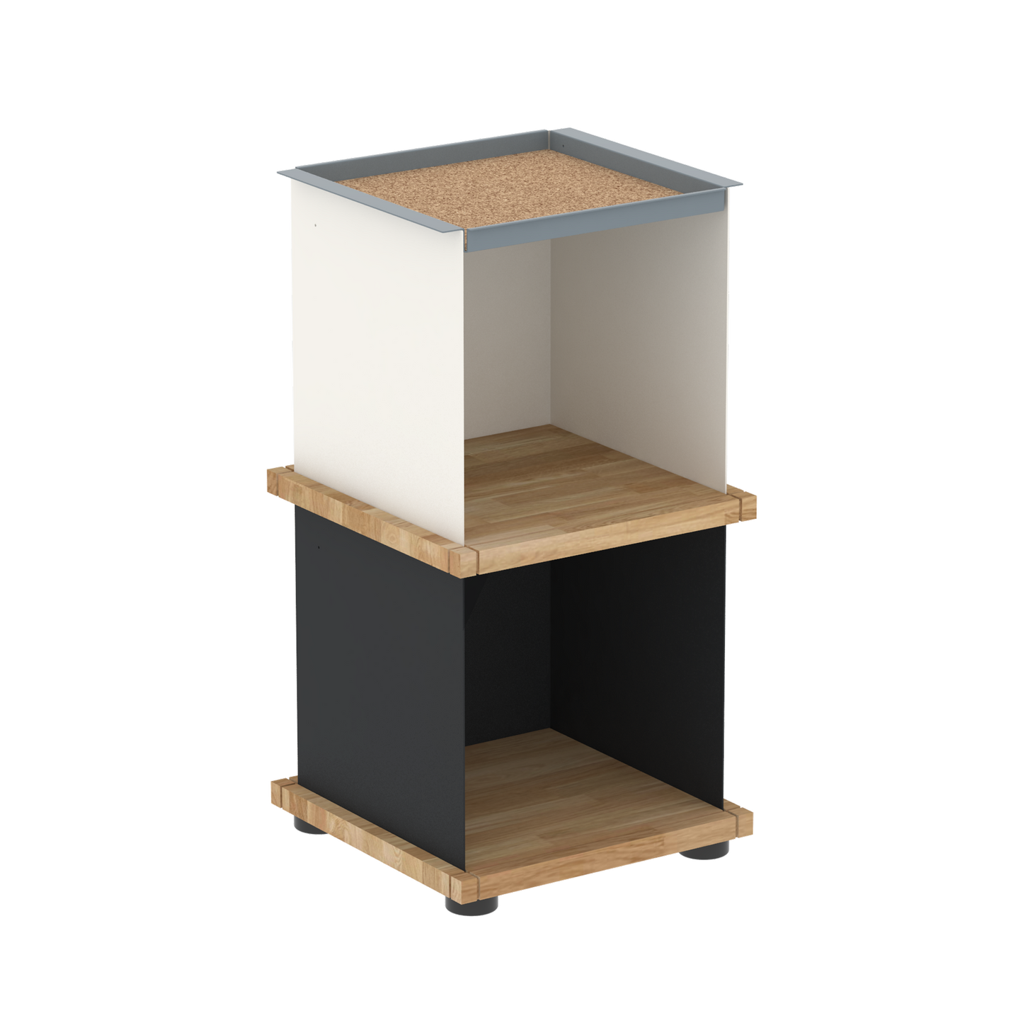 YU TRAY SHELF 1x2 – Beistelltisch und kleines Regal mit besonderem Kopf. Denn beim oberen Abschluss handelt es sich um das vielseitige Tablett YU TRAY. Ob als Beistelltisch, Nachttisch oder universelles Regal schafft YU TRAY SHELF 1x2 Raum und Ablagefläche auch an den kleinsten Orten. Ideal für den Flur, das Homeoffice, die Küche, das Bad und überall, wo Stauraum benötigt wird.