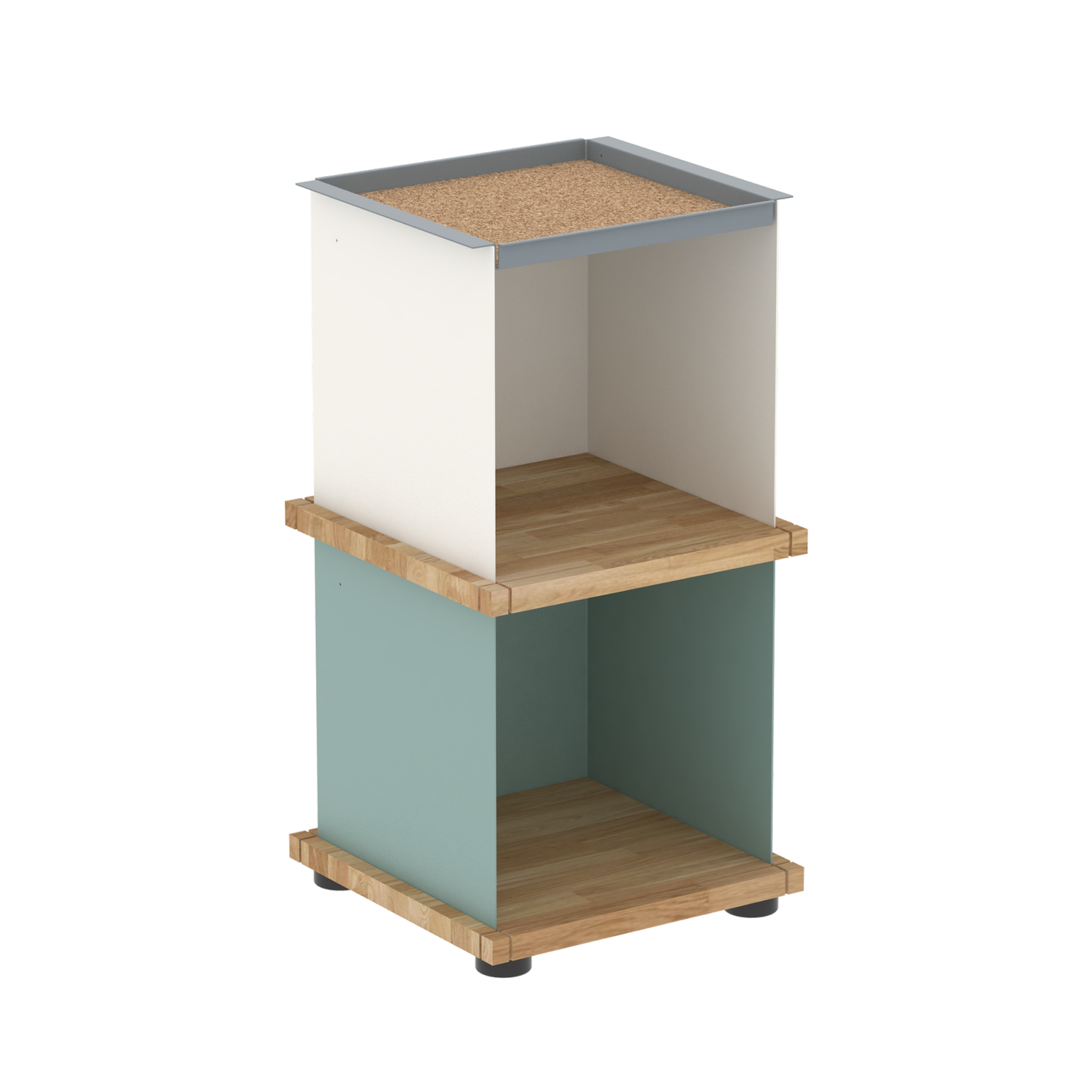 YU TRAY SHELF 1x2 – Beistelltisch und kleines Regal mit besonderem Kopf. Denn beim oberen Abschluss handelt es sich um das vielseitige Tablett YU TRAY. Ob als Beistelltisch, Nachttisch oder universelles Regal schafft YU TRAY SHELF 1x2 Raum und Ablagefläche auch an den kleinsten Orten. Ideal für den Flur, das Homeoffice, die Küche, das Bad und überall, wo Stauraum benötigt wird.