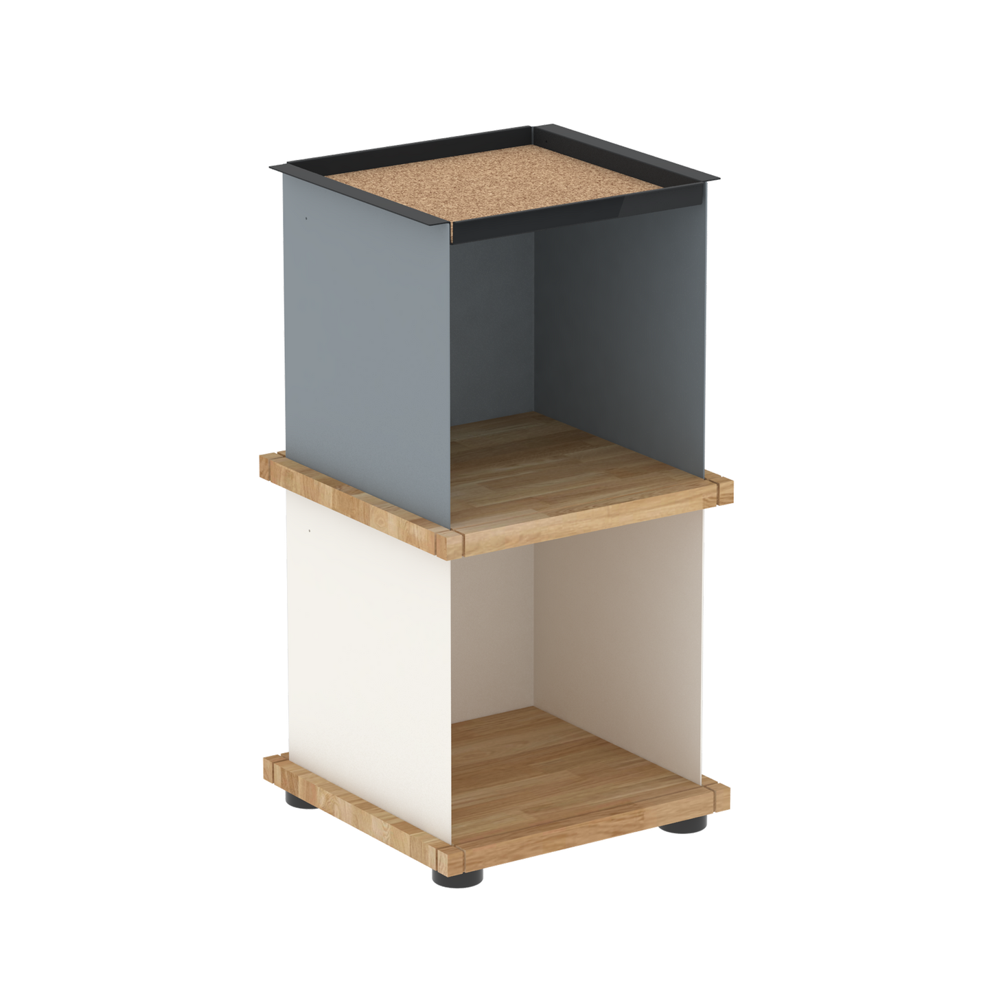 YU TRAY SHELF 1x2 – Beistelltisch und kleines Regal mit besonderem Kopf. Denn beim oberen Abschluss handelt es sich um das vielseitige Tablett YU TRAY. Ob als Beistelltisch, Nachttisch oder universelles Regal schafft YU TRAY SHELF 1x2 Raum und Ablagefläche auch an den kleinsten Orten. Ideal für den Flur, das Homeoffice, die Küche, das Bad und überall, wo Stauraum benötigt wird.