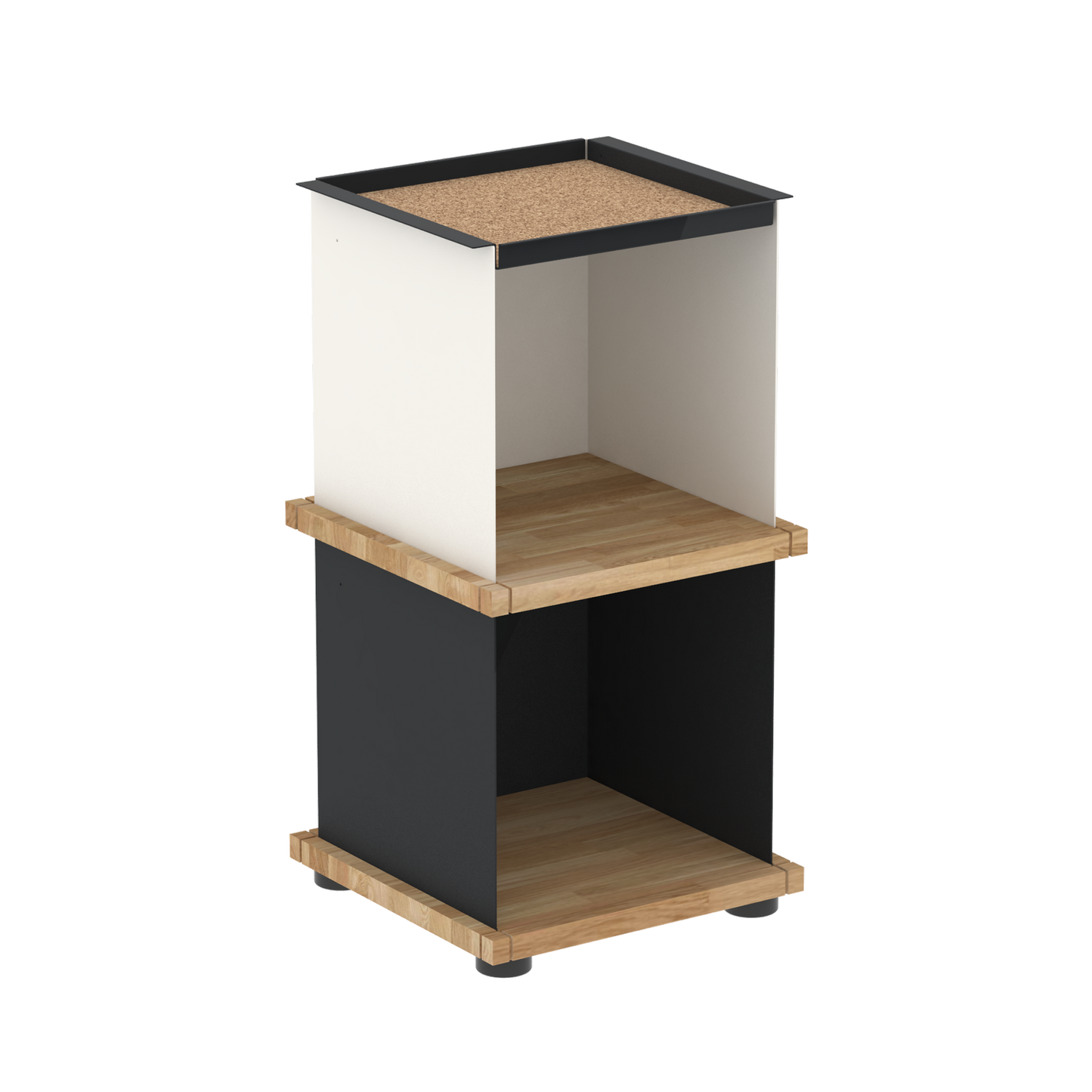 YU TRAY SHELF 1x2 – Beistelltisch und kleines Regal mit besonderem Kopf. Denn beim oberen Abschluss handelt es sich um das vielseitige Tablett YU TRAY. Ob als Beistelltisch, Nachttisch oder universelles Regal schafft YU TRAY SHELF 1x2 Raum und Ablagefläche auch an den kleinsten Orten. Ideal für den Flur, das Homeoffice, die Küche, das Bad und überall, wo Stauraum benötigt wird.