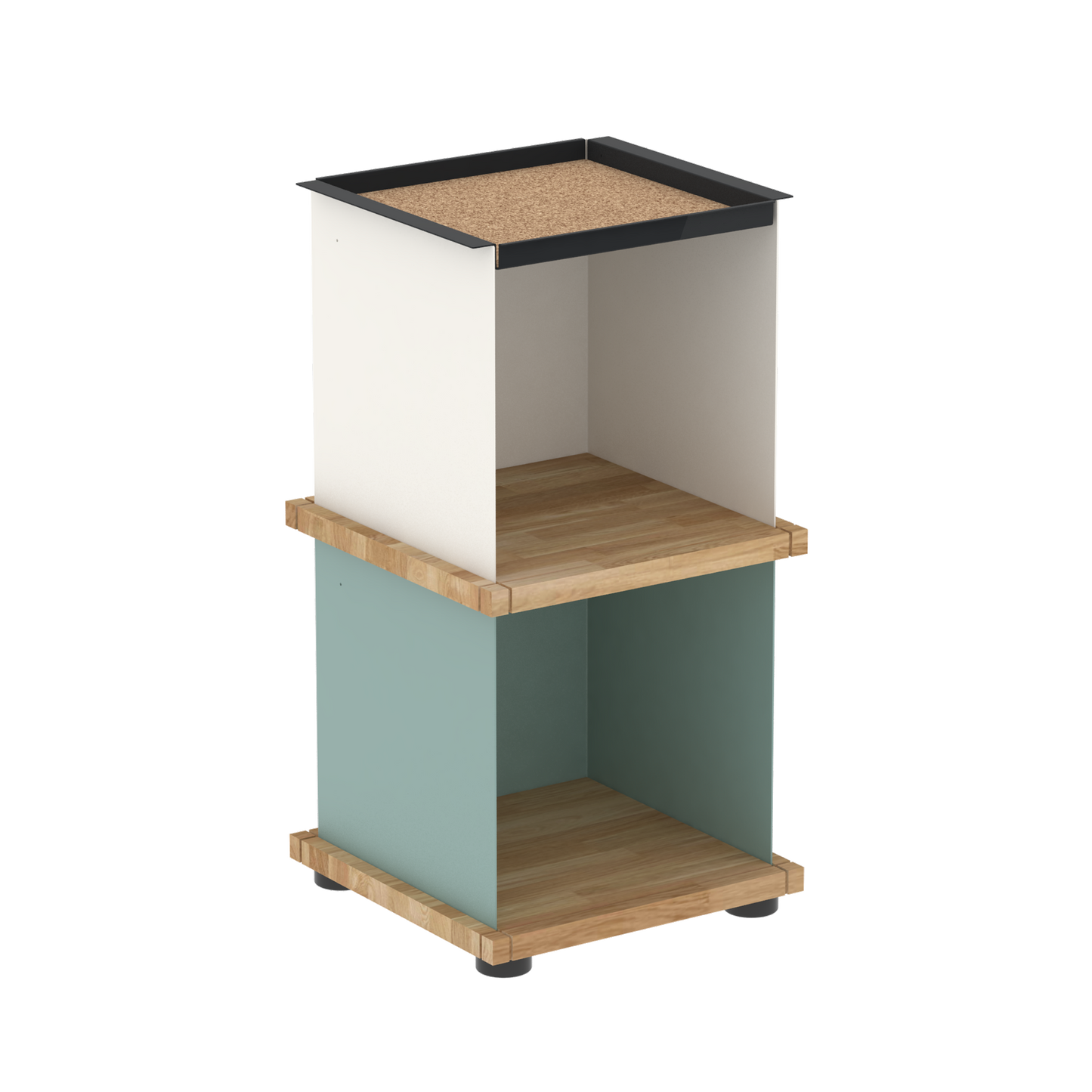 YU TRAY SHELF 1x2 – Beistelltisch und kleines Regal mit besonderem Kopf. Denn beim oberen Abschluss handelt es sich um das vielseitige Tablett YU TRAY. Ob als Beistelltisch, Nachttisch oder universelles Regal schafft YU TRAY SHELF 1x2 Raum und Ablagefläche auch an den kleinsten Orten. Ideal für den Flur, das Homeoffice, die Küche, das Bad und überall, wo Stauraum benötigt wird.